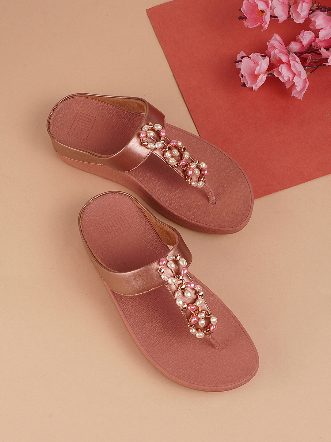 

fitflop Embellished Open Toe Wedges, Pink