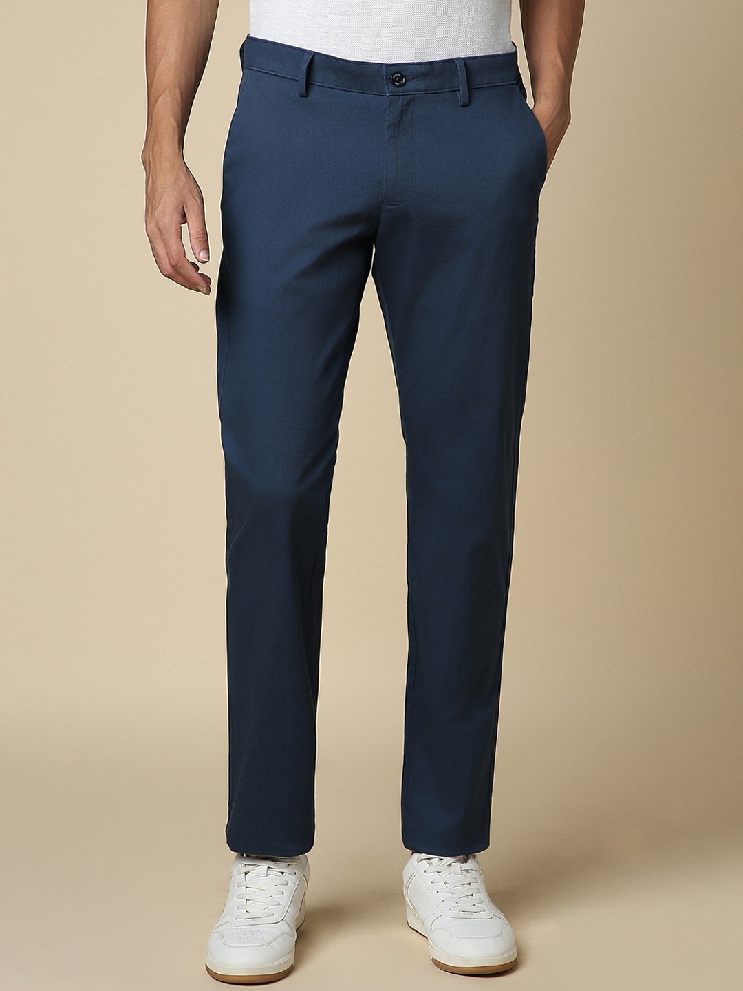 

Allen Solly Men Slim Fit Mid-Rise Trouser, Navy blue