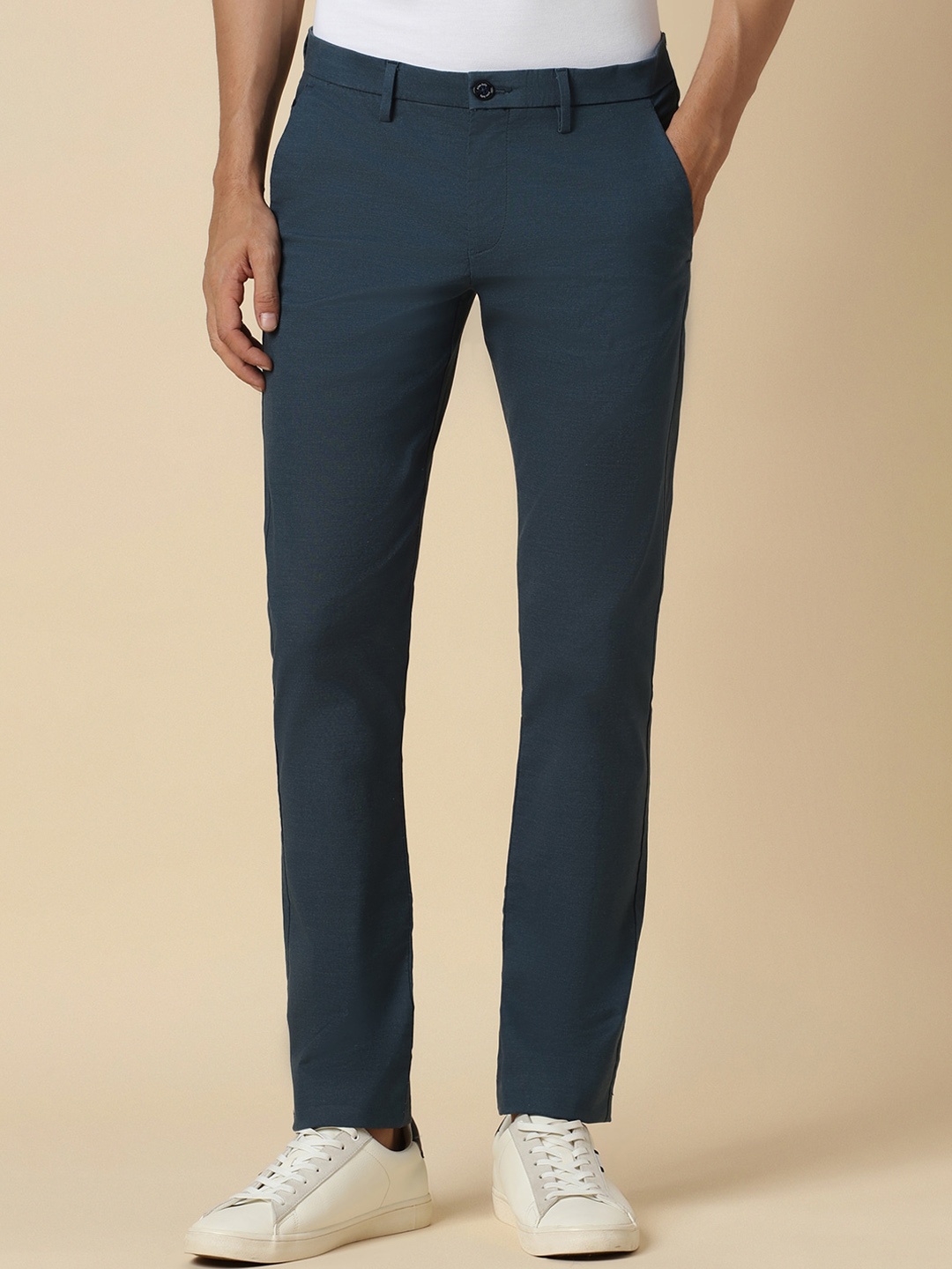 

Allen Solly Men Slim Fit Mid-Rise Trouser, Navy blue