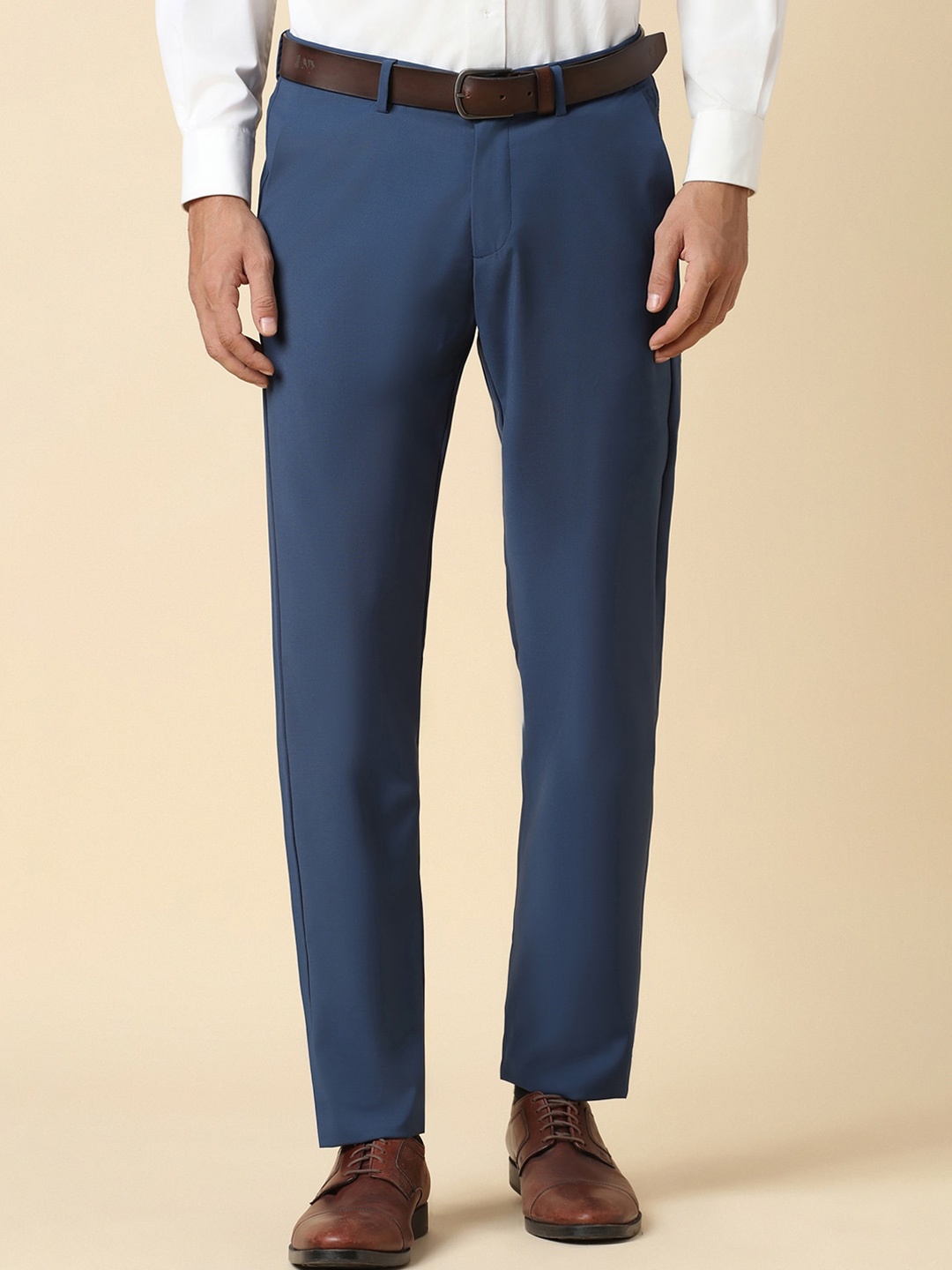 

Allen Solly Men Slim Fit Mid-Rise Formal Trouser, Navy blue