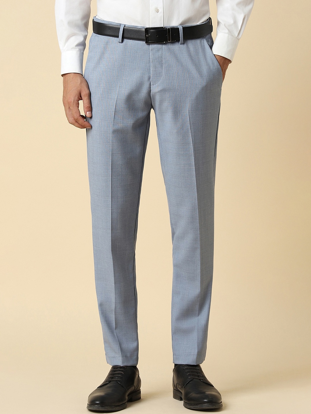 

Allen Solly Men Slim Fit Mid-Rise Formal Trousers, Blue