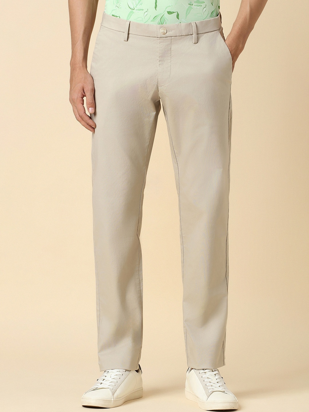 

Allen Solly Men Slim Fit Mid-Rise Casual Trousers, Beige
