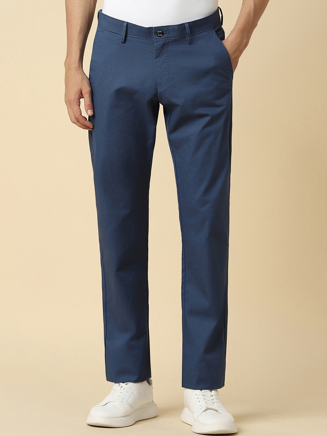 

Allen Solly Men Slim Fit Mid-Rise Trousers, Blue