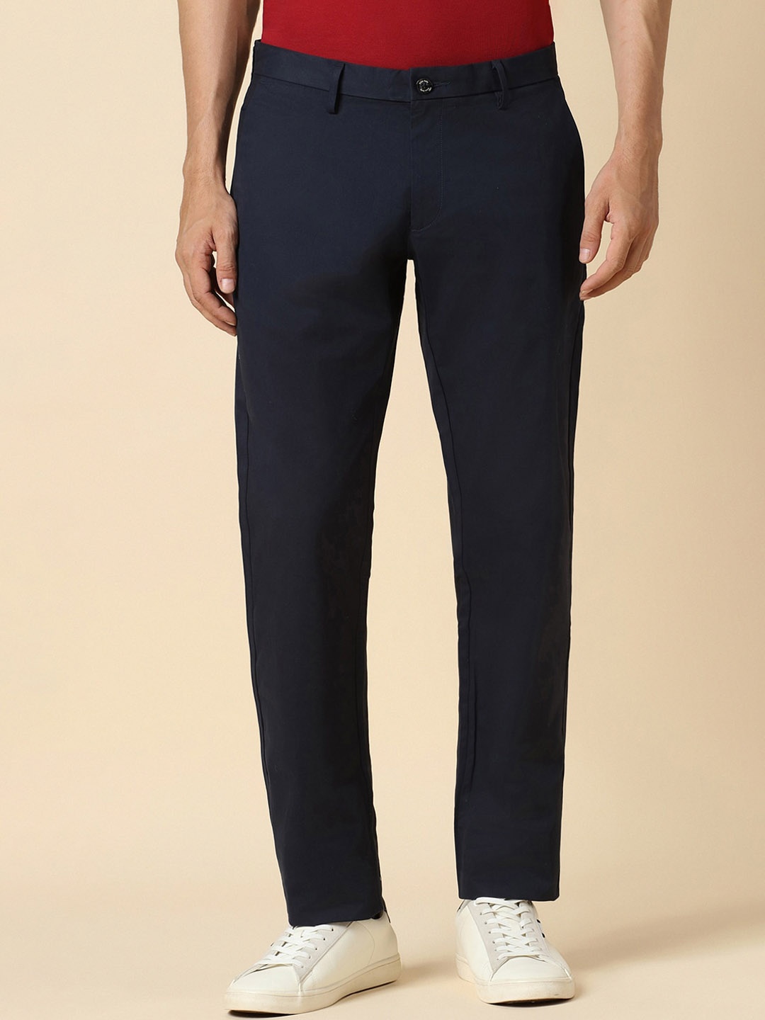 

Allen Solly Men Slim Fit Mid-Rise Trousers, Navy blue