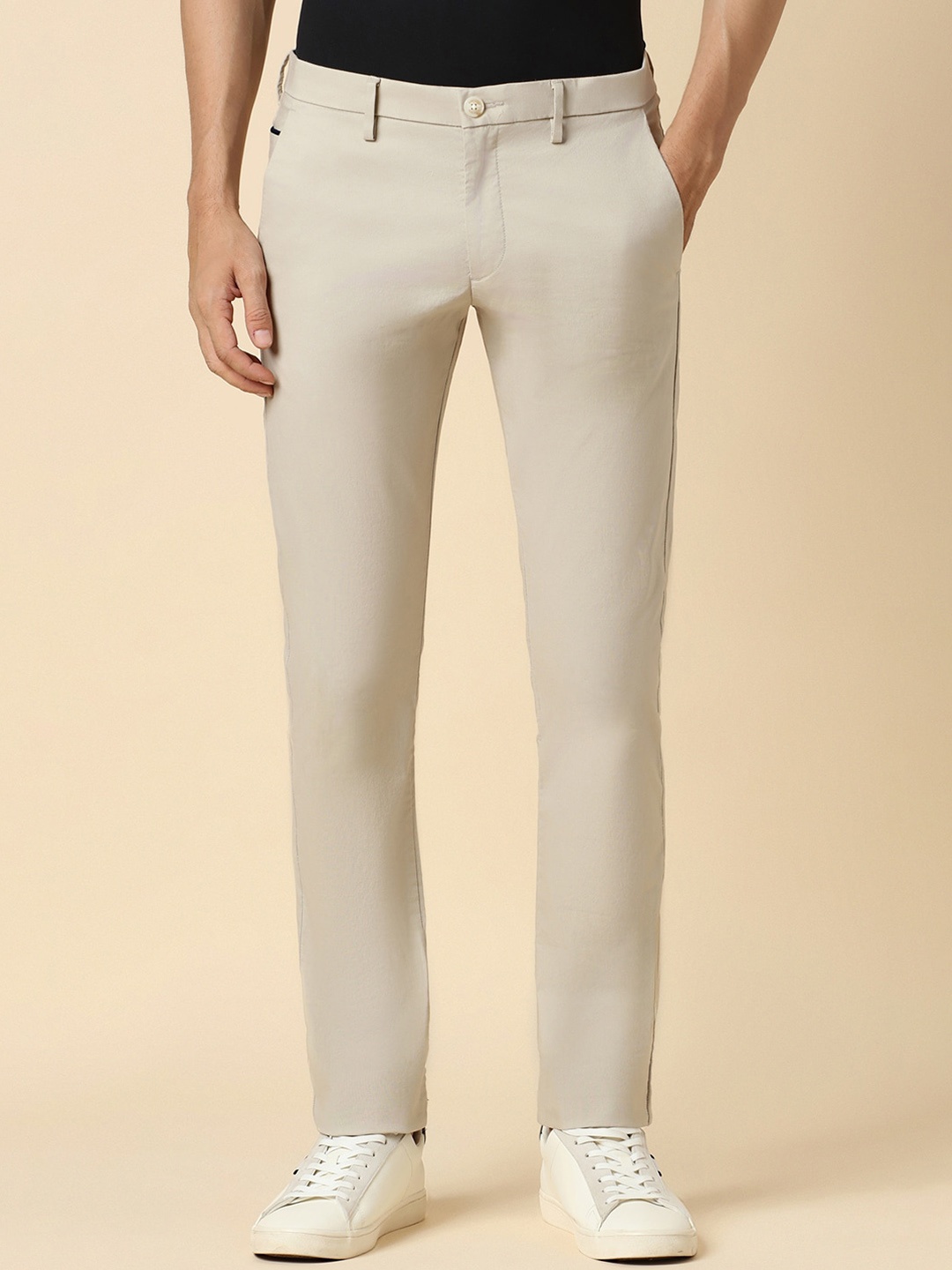 

Allen Solly Men Slim Fit Mid-Rise Trousers, Beige