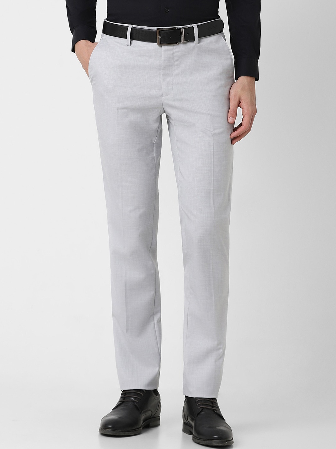 

Peter England Men Slim Fit Mid-Rise Formal Trousers, Grey
