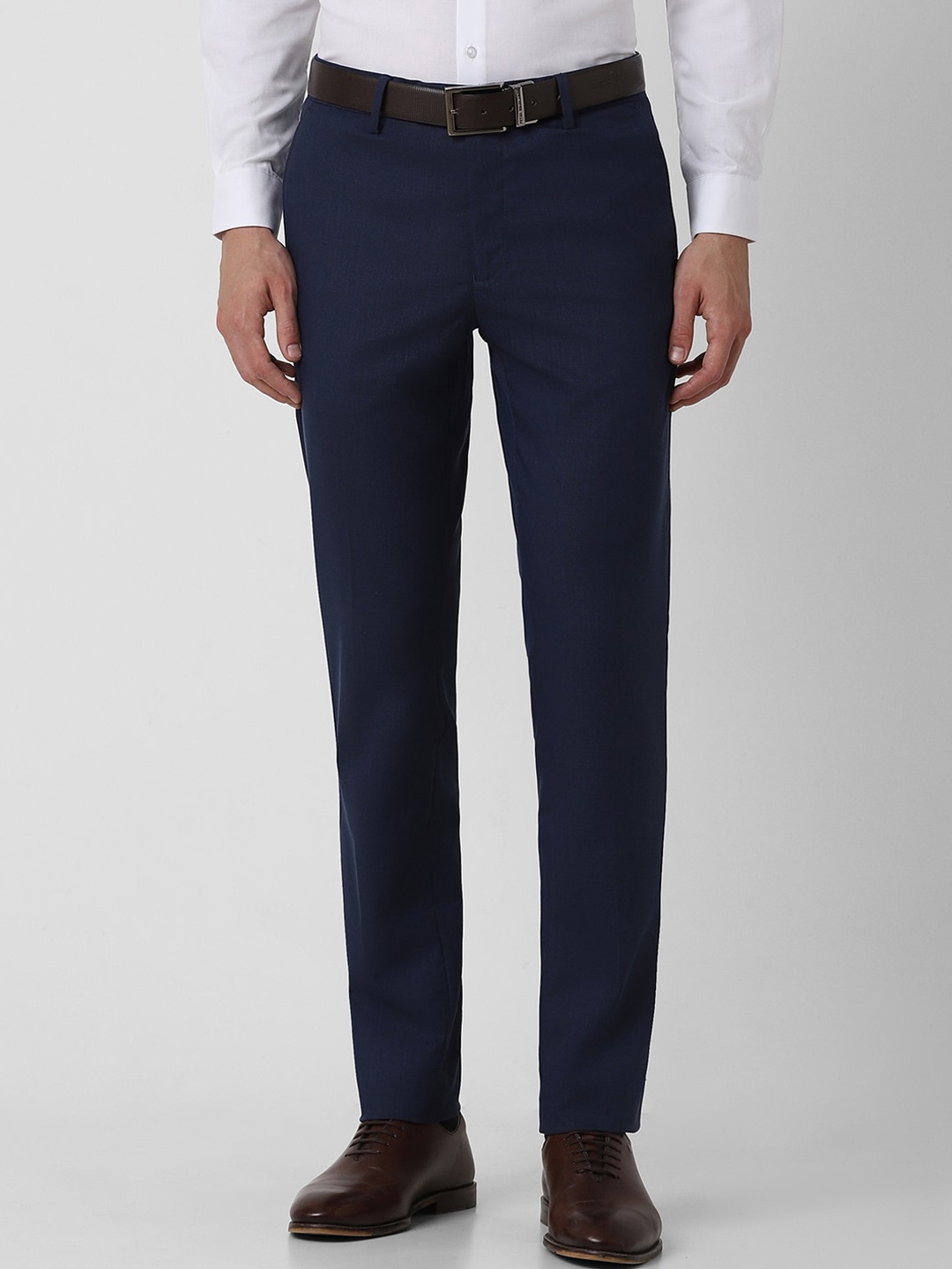 

Peter England Men Textured Slim Fit Formal Trousers, Navy blue