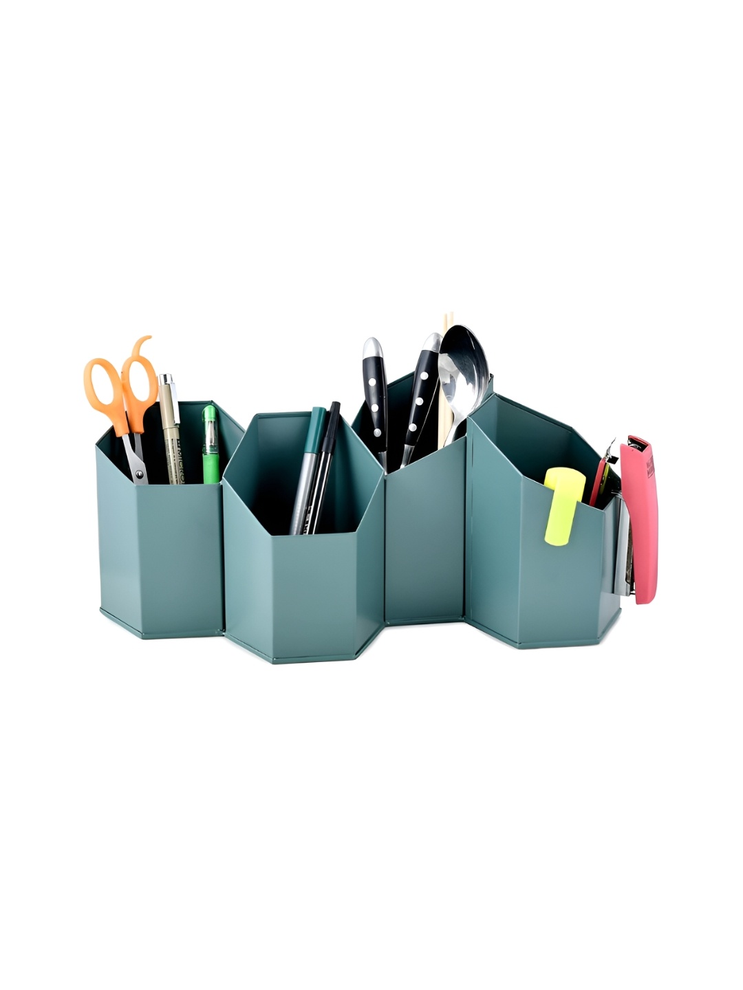 

Living With Elan Green 4 Compartments Reusable Desk Organizer