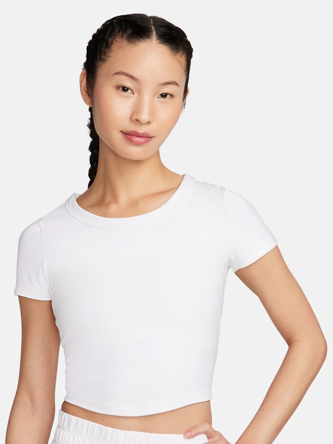 

Nike One Fitted Women's Dri-FIT Short-Sleeve Cropped Top, White