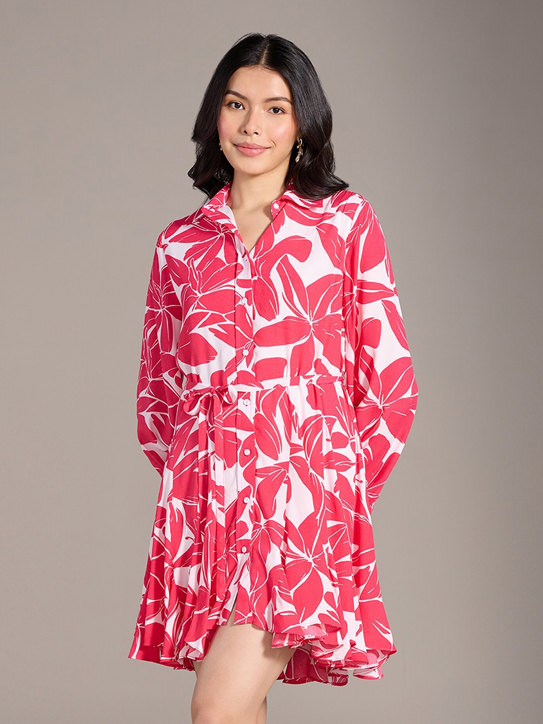 

20Dresses xxd urban brights Pink Floral Print Shirt Dress