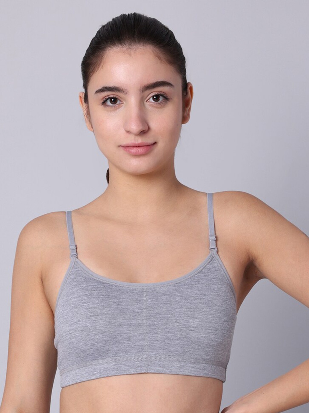 

Sillysally Full Coverage All Day Comfort Cotton Workout Bra, Grey melange