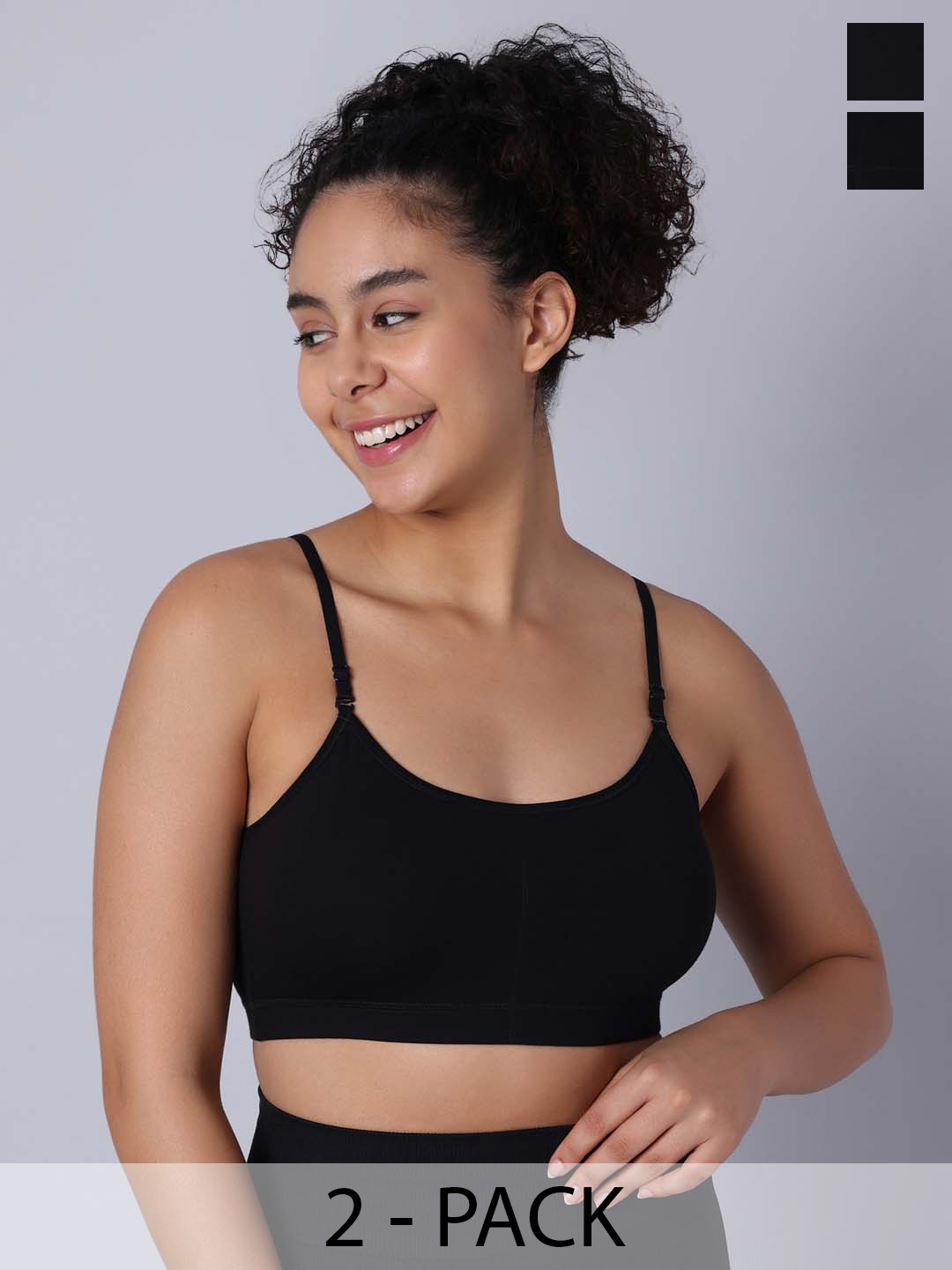 

Sillysally Pack Of 2 Cotton Bralette Bra Full Coverage All Day Comfort Non-Wired, Black