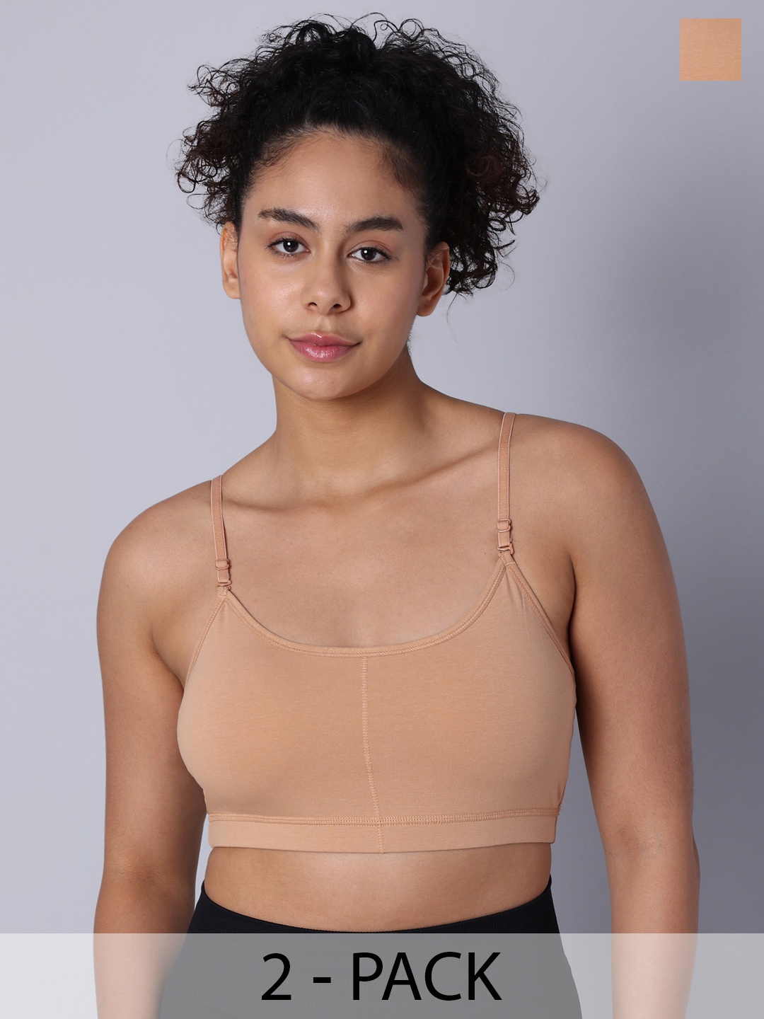 

Sillysally Pack Of 2 Cotton Bralette Bra Full Coverage All Day Comfort Non-Wired, Nude