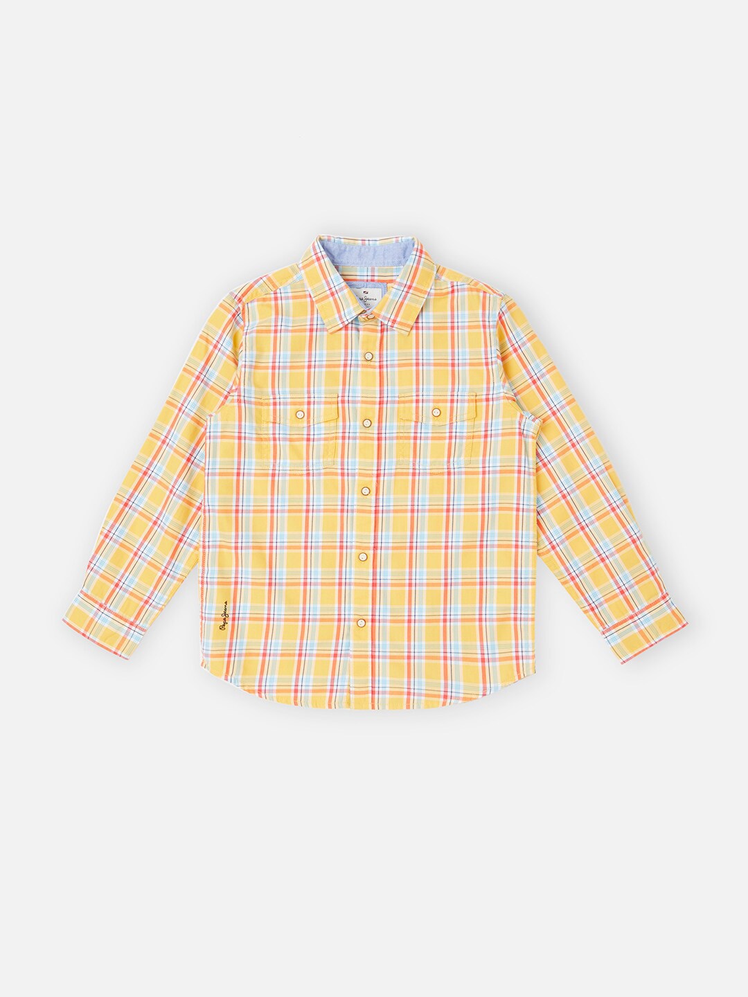 

Pepe Jeans Boys Spread Collar Long Sleeves Tartan Checks Cotton Checked Casual Shirt, Yellow
