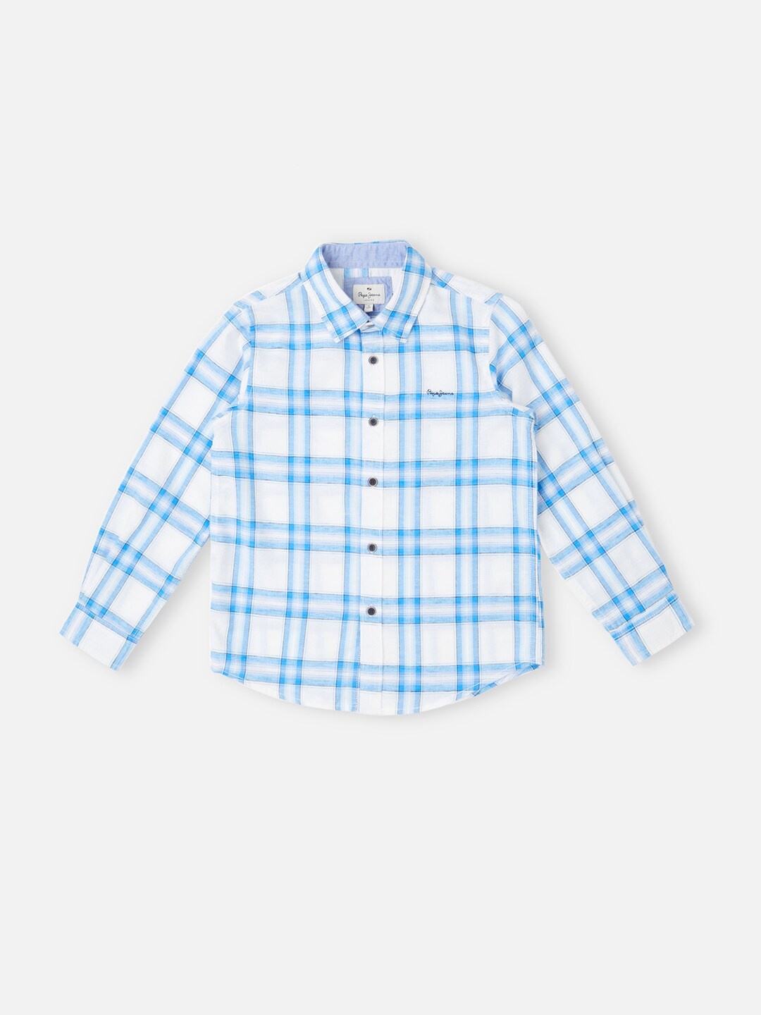 

Pepe Jeans Boys Spread Collar Opaque Checked Casual Shirt, White