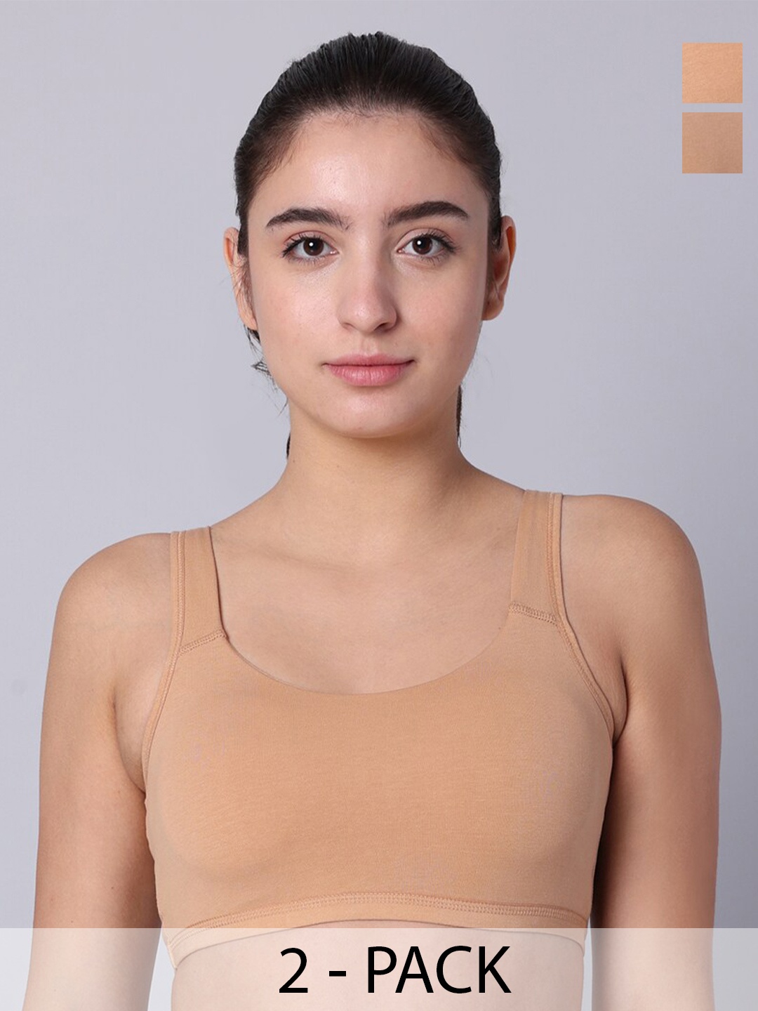 

Sillysally Pack Of 2 Full Coverage All Day Comfort Cotton Workout Bra, Nude