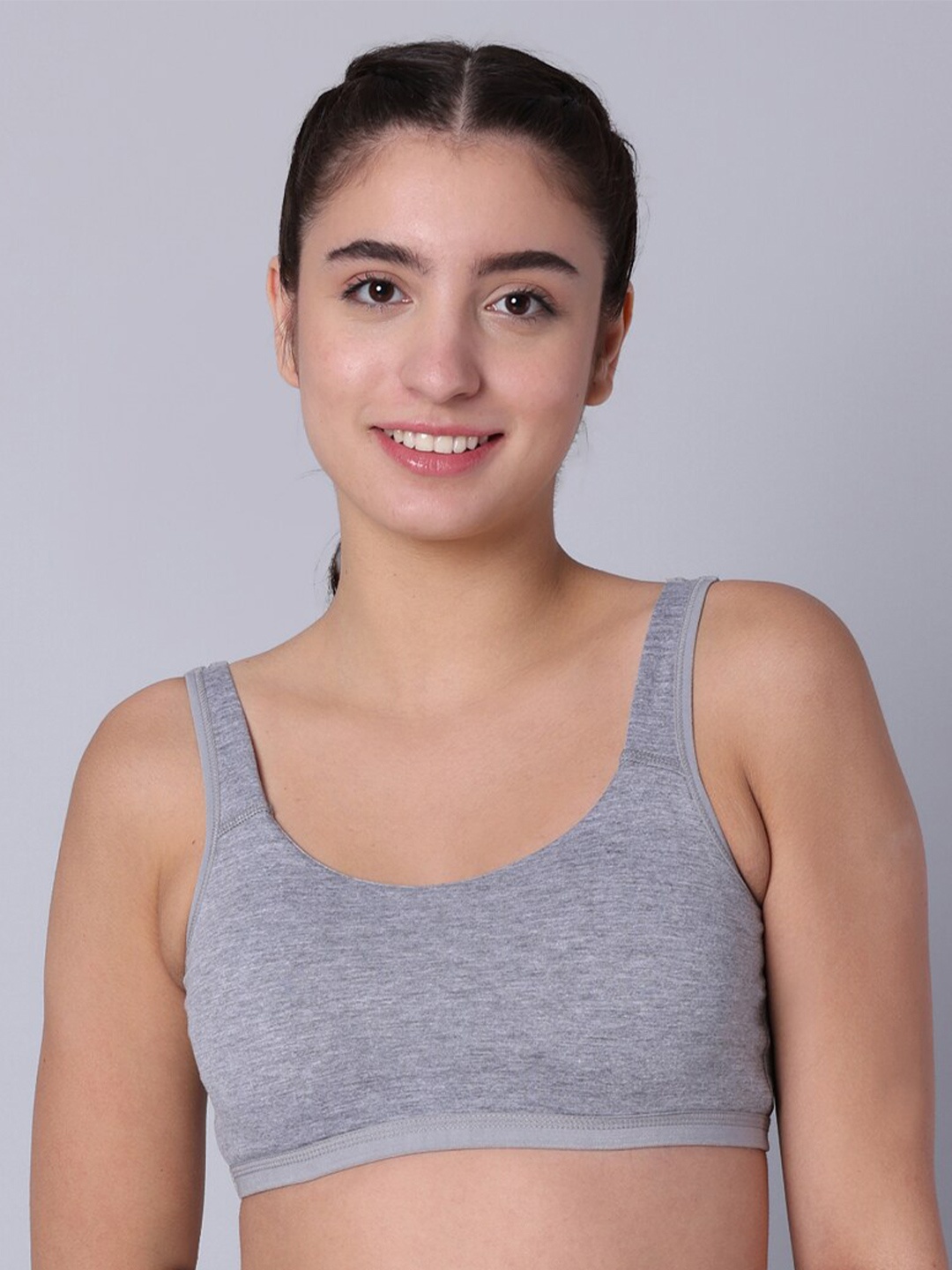 

Sillysally Full Coverage All Day Comfort Cotton Workout Bra, Grey melange