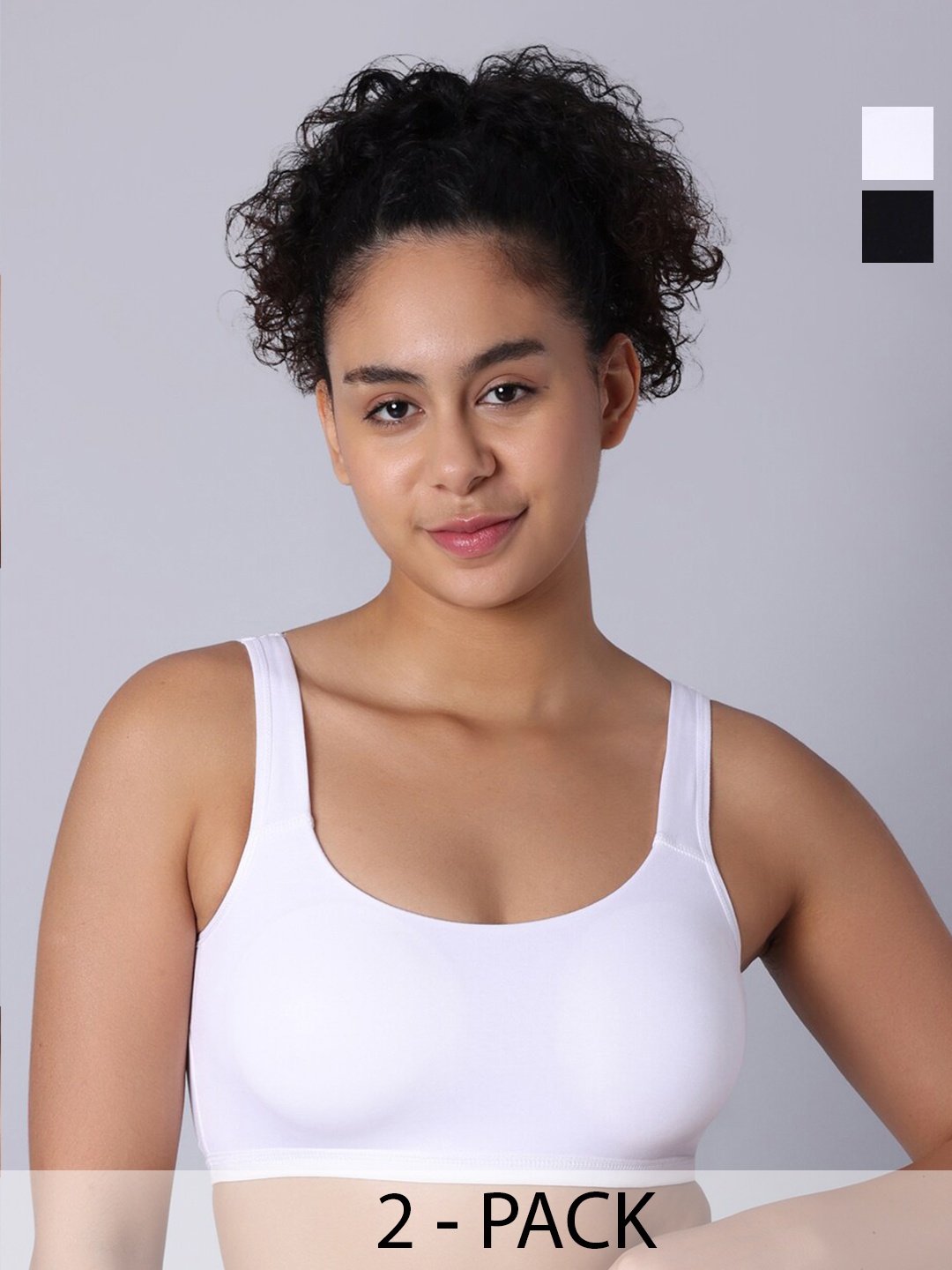 

Sillysally Pack of 2 Removable Padding Workout Bras With All Day Comfort, Black