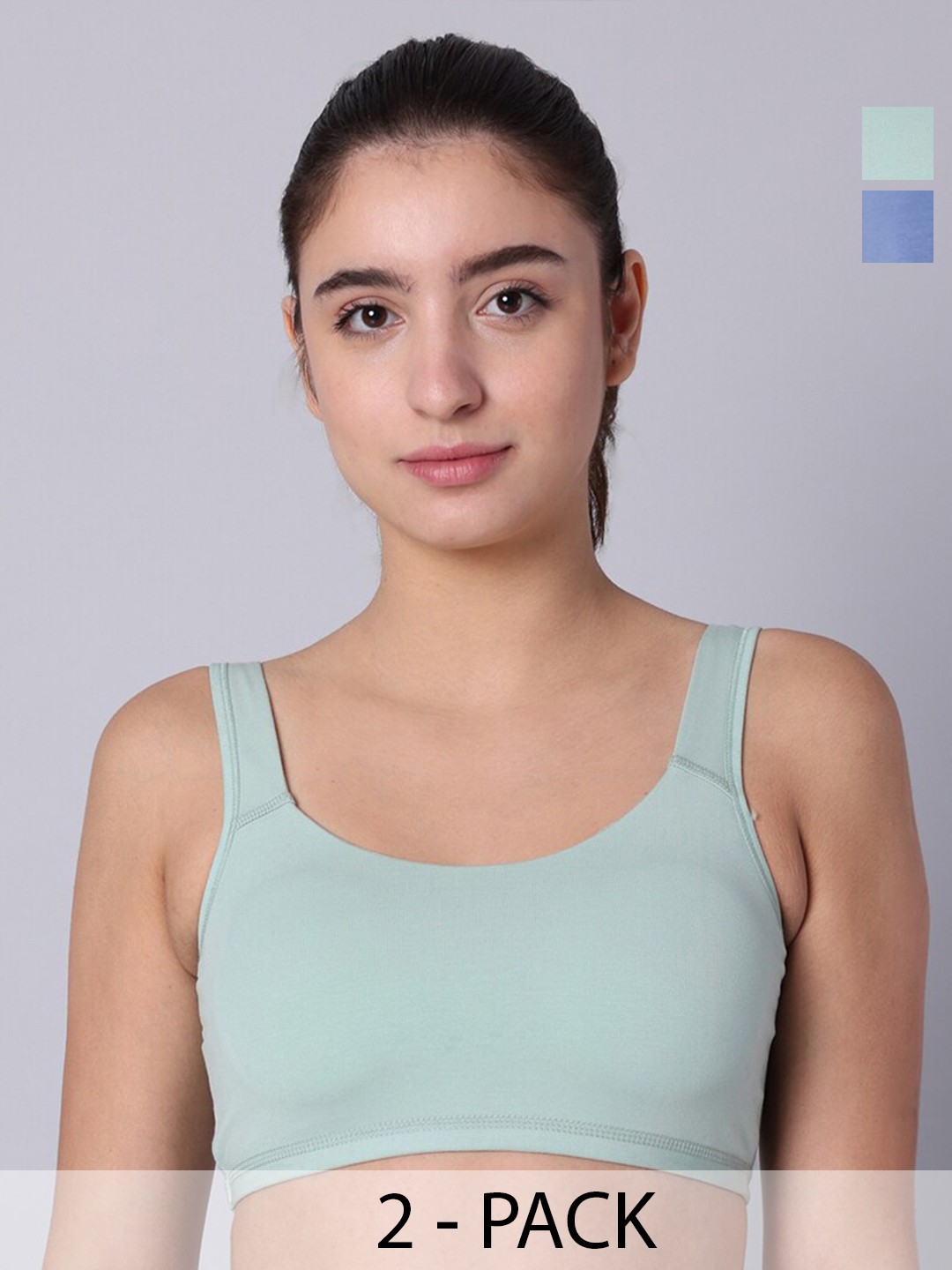 

Sillysally Pack of 2 Removable Padding Workout Bras With All Day Comfort, Green