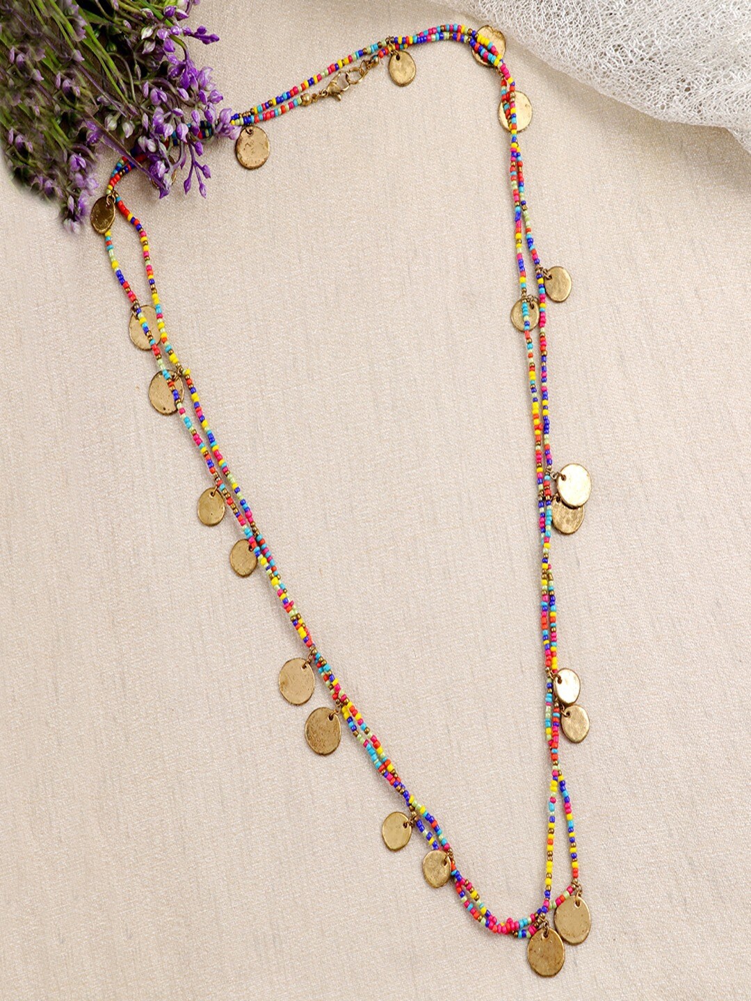 

UNIVERSITY TRENDZ Silver Plated Artificial Beads Layered Necklace, Gold