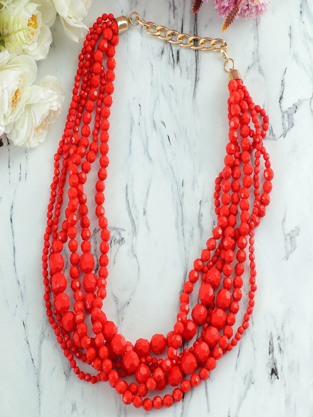 

UNIVERSITY TRENDZ Gold Plated Artificial Beads Layered Necklace