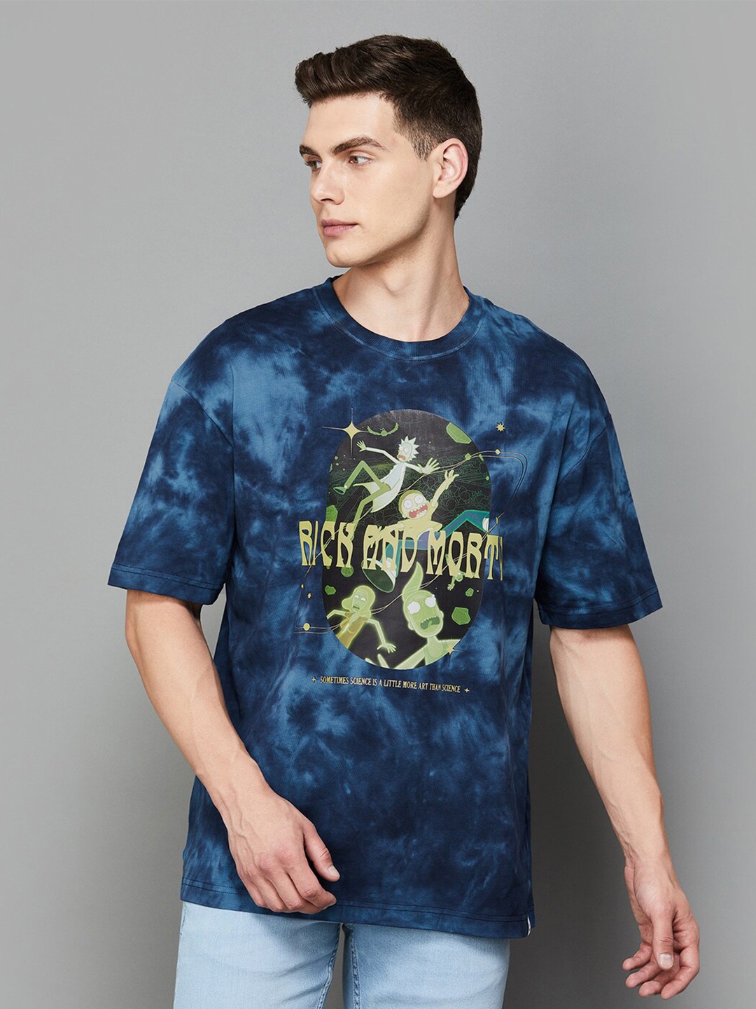 

Forca by Lifestyle Graphic Printed Abstract Cotton Slim Fit T-shirt, Blue