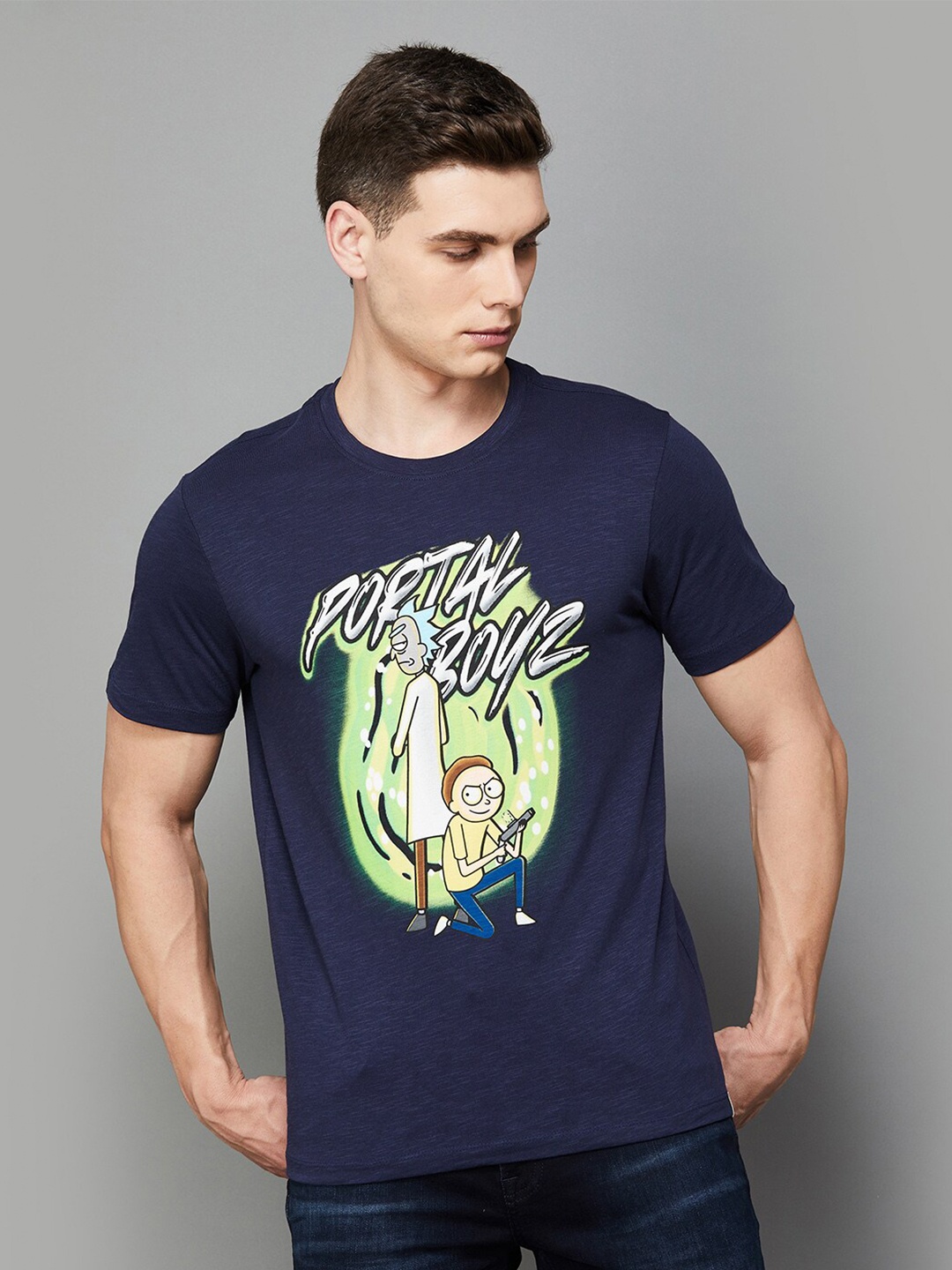 

Forca by Lifestyle Graphic Printed Cotton Slim Fit T-shirt, Blue
