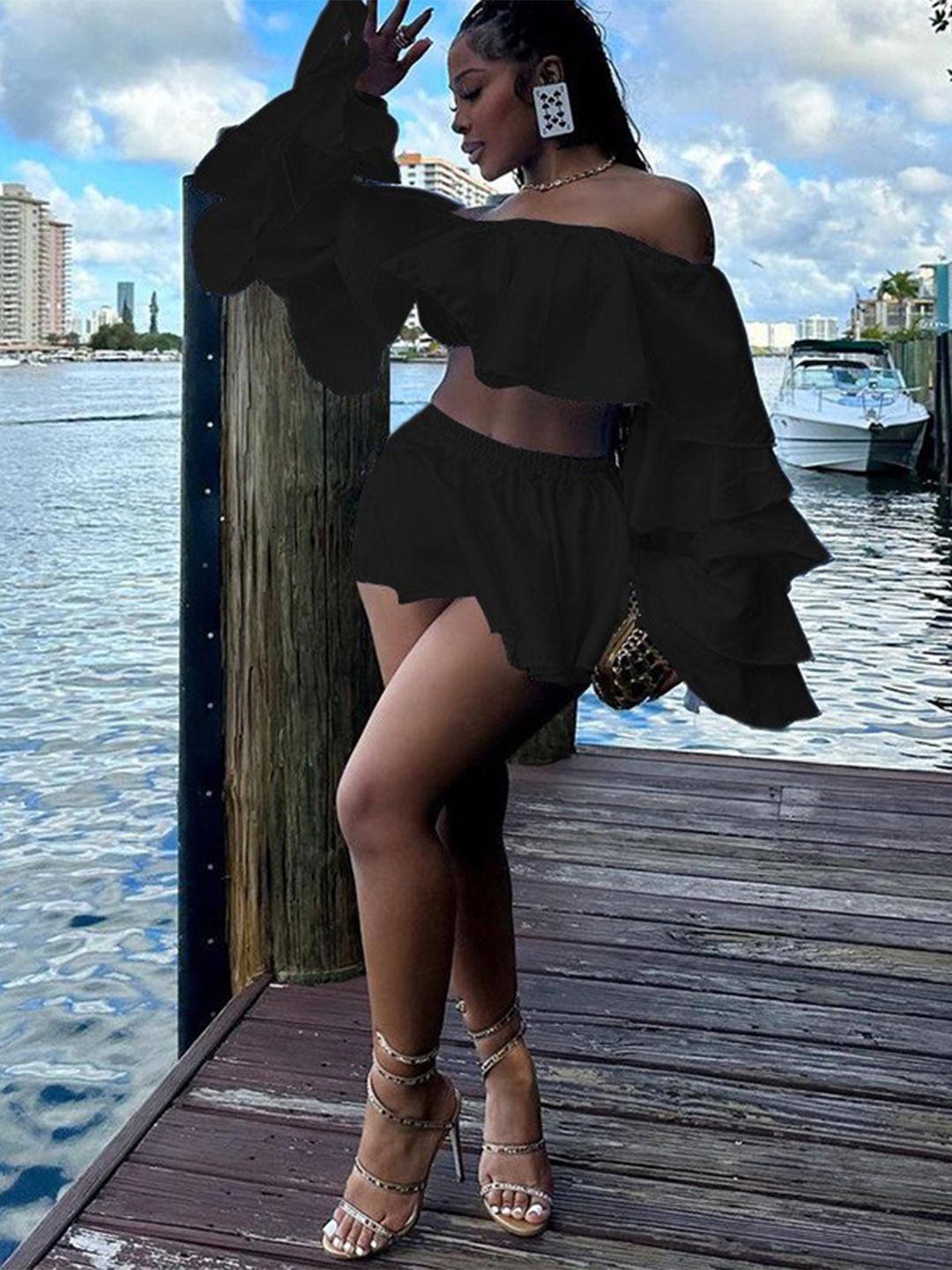 

StyleCast x Revolte Off-Shoulder Top with Skirt, Black
