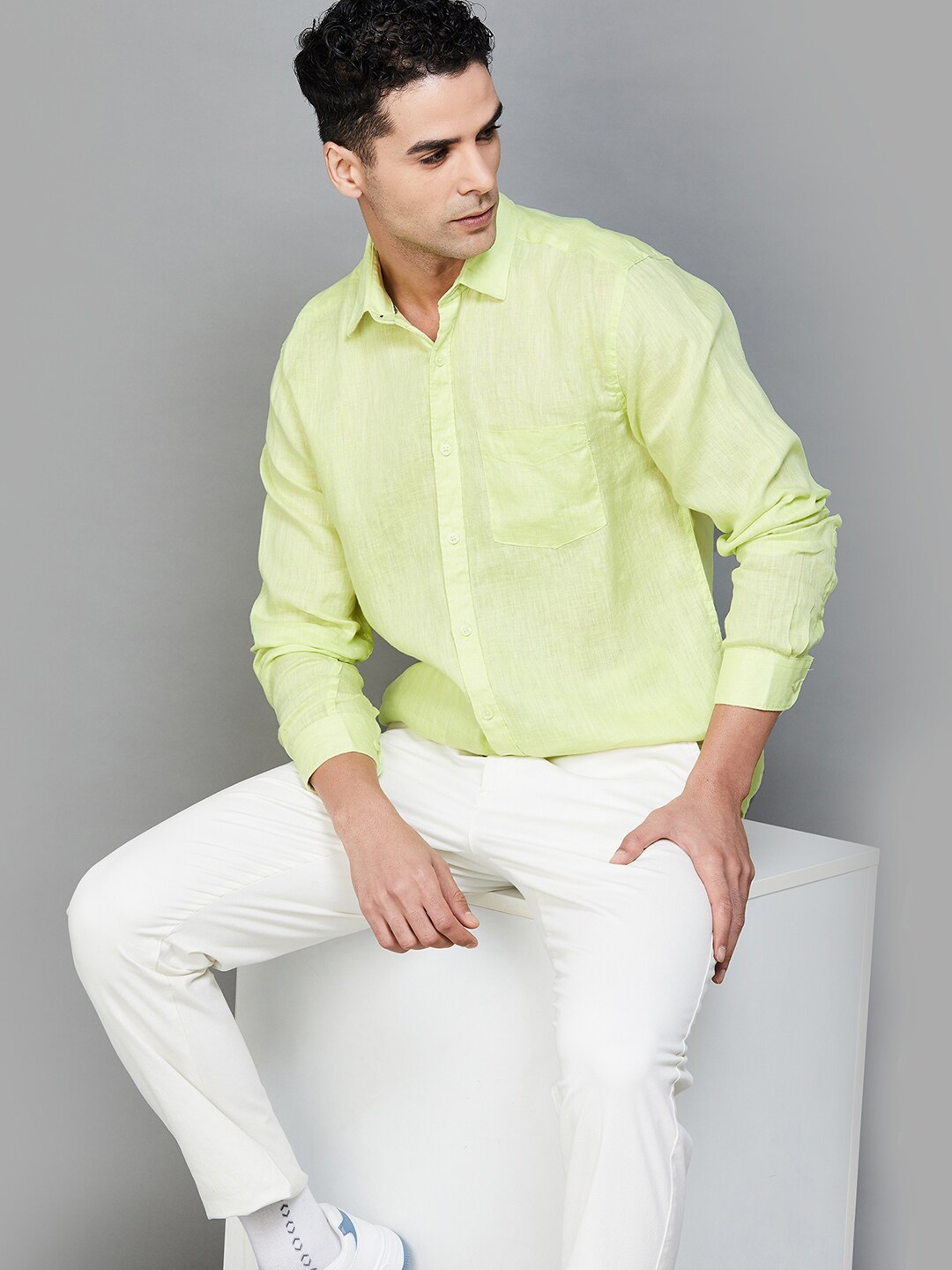 

CODE by Lifestyle Linen Casual Regular Fit Shirt, Green