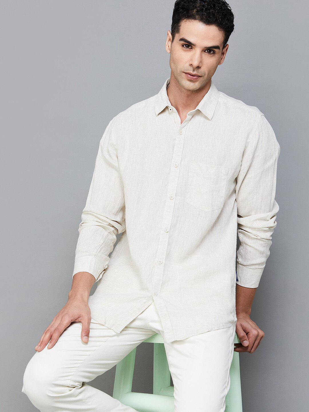 

CODE by Lifestyle Linen Casual Regular Fit Shirt, Beige