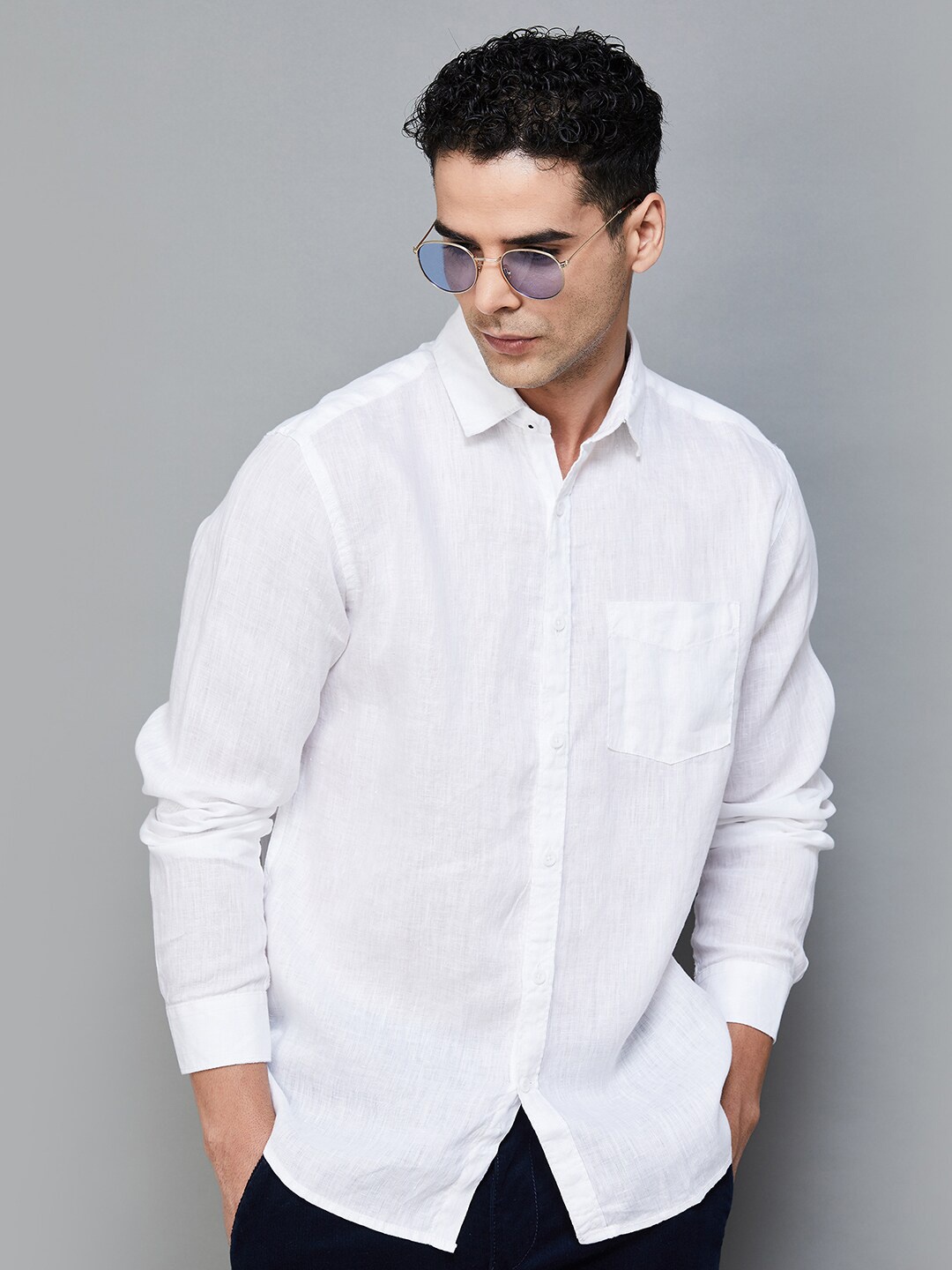 

CODE by Lifestyle Linen Casual Regular Fit Shirt, White