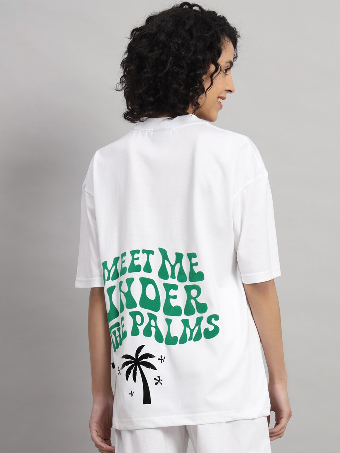 

GRIFFEL Typography Printed Round Neck Oversized T-shirt, White