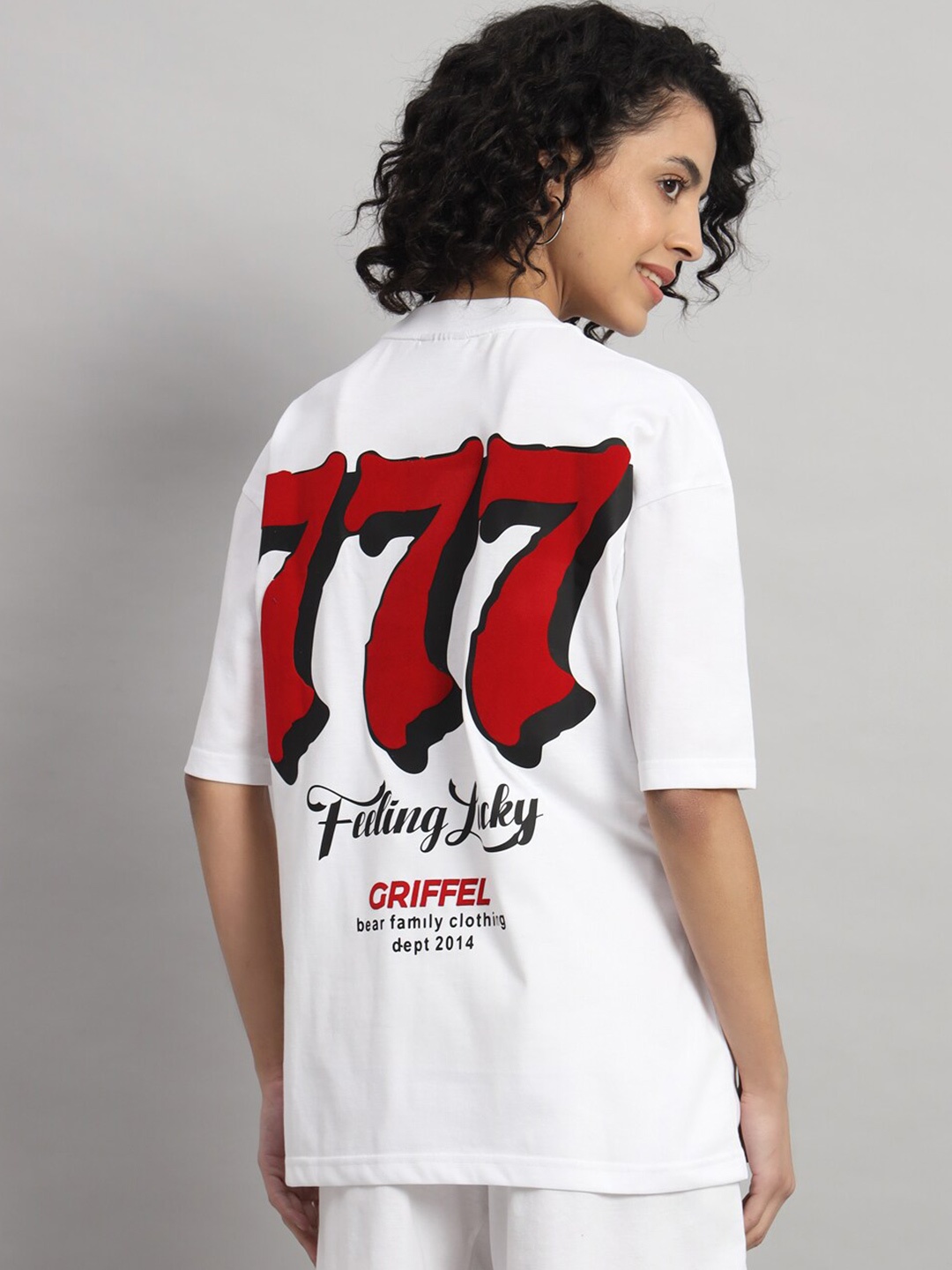 

GRIFFEL Printed Round Neck Oversized T-shirt, White