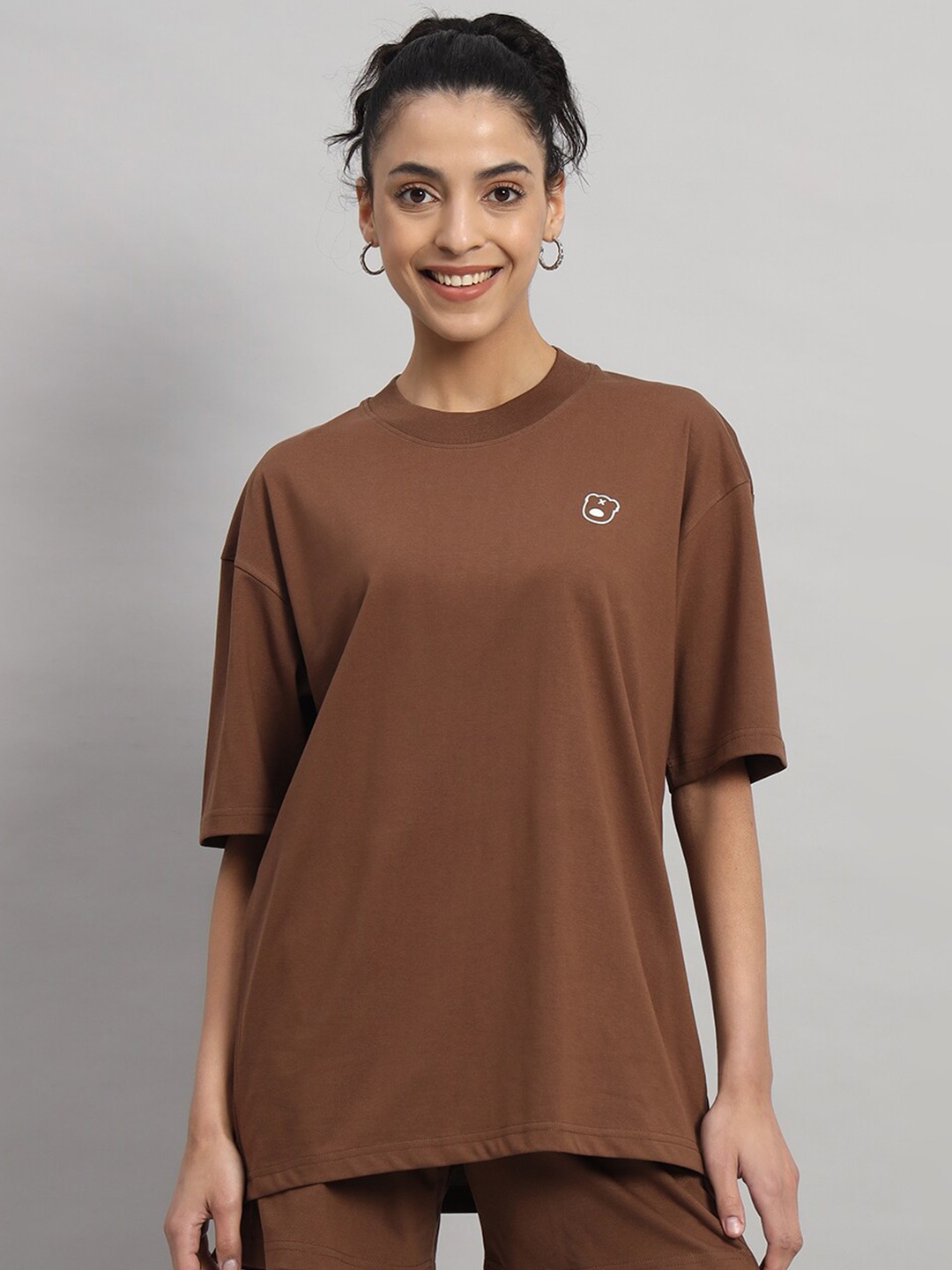 

GRIFFEL Round Neck Oversized T-shirt, Camel brown