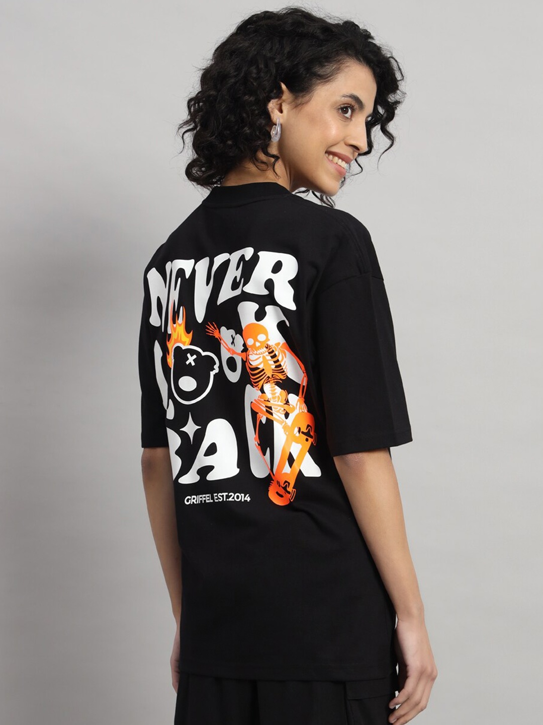 

GRIFFEL Printed Round Neck Oversized T-shirt, Black