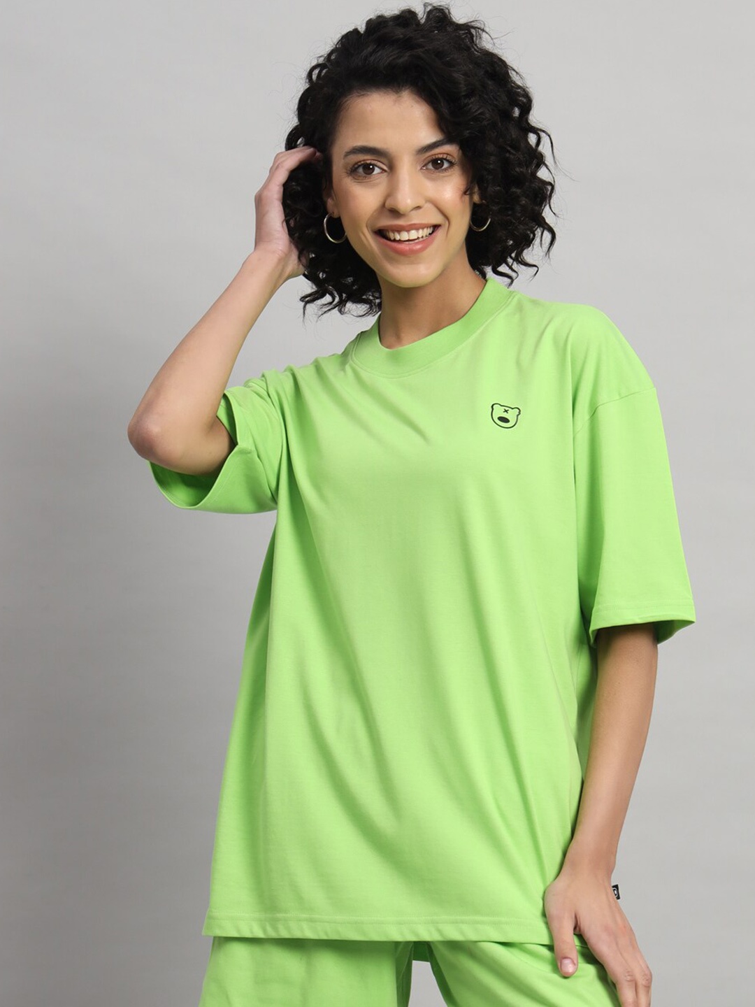 

GRIFFEL Round Neck Oversized Cotton T-shirt, Green