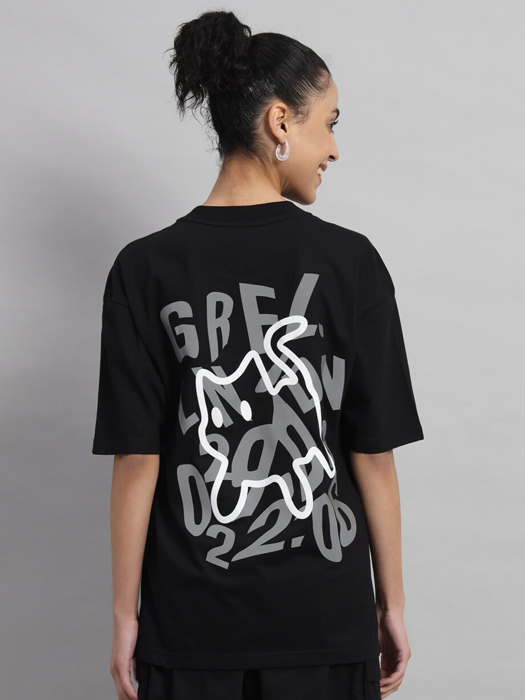 

GRIFFEL Graphic Printed Drop-Shoulder Sleeves Oversized Cotton T-shirt, Black