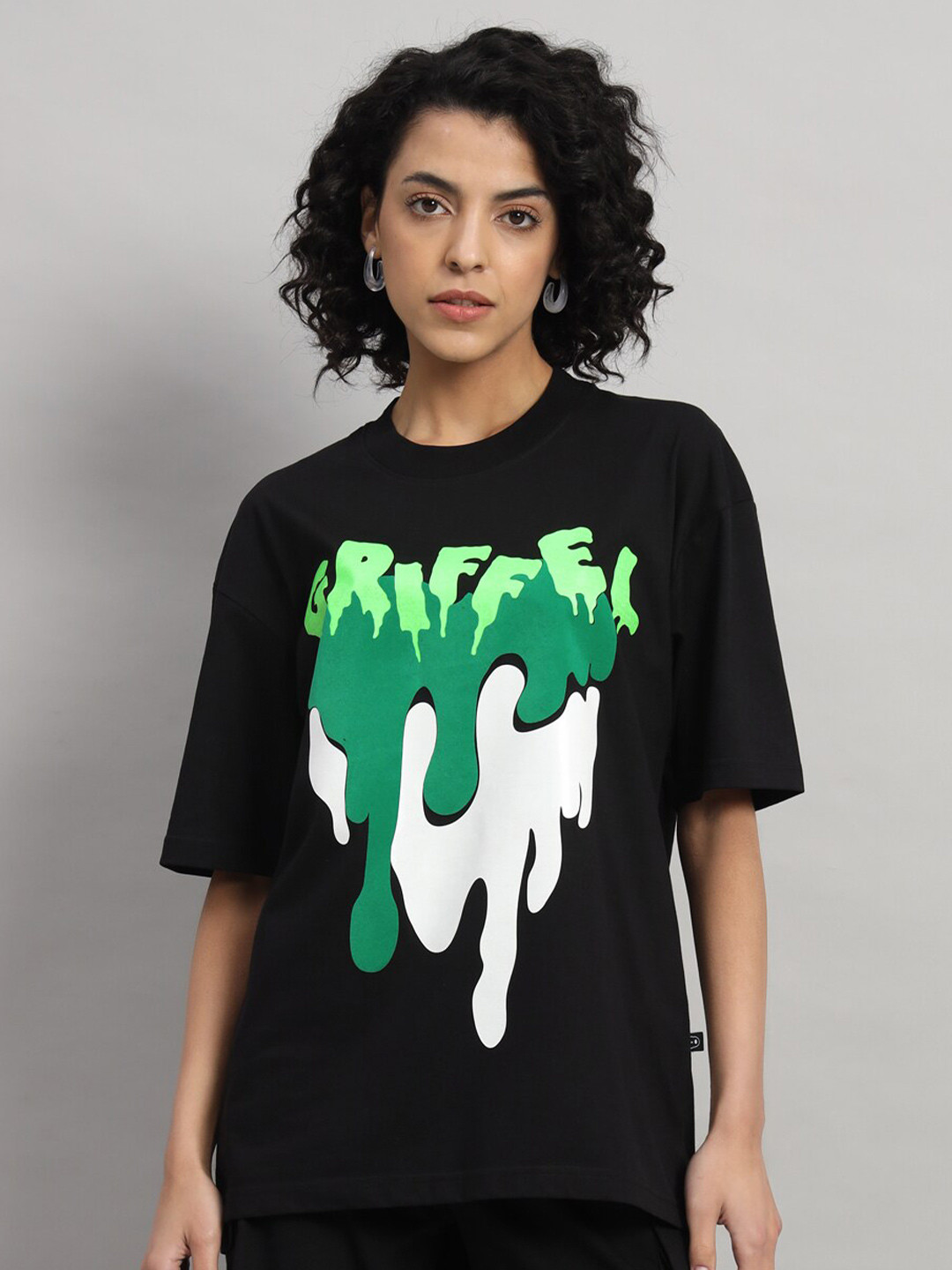 

GRIFFEL Graphic Printed Drop-Shoulder Sleeves Cotton Oversized T-shirt, White