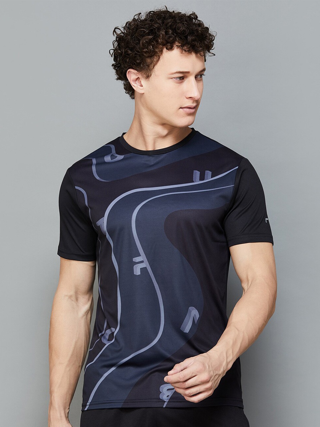 

Fame Forever by Lifestyle Abstract Printed Round Neck T-shirt, Black