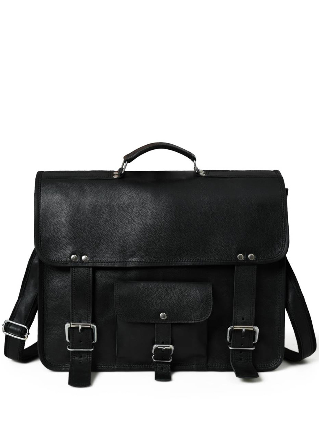 

MaheTri Men Leather Laptop Bag, Black