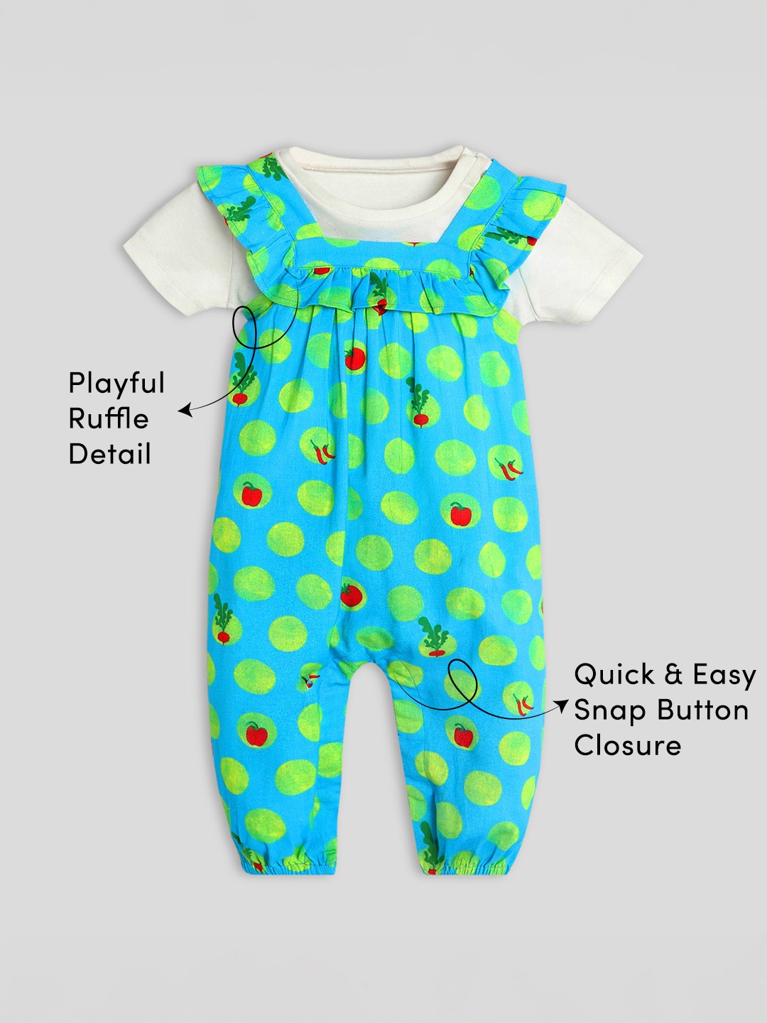 

Somersault Girls Printed Round Neck Pure Cotton Clothing Set, White