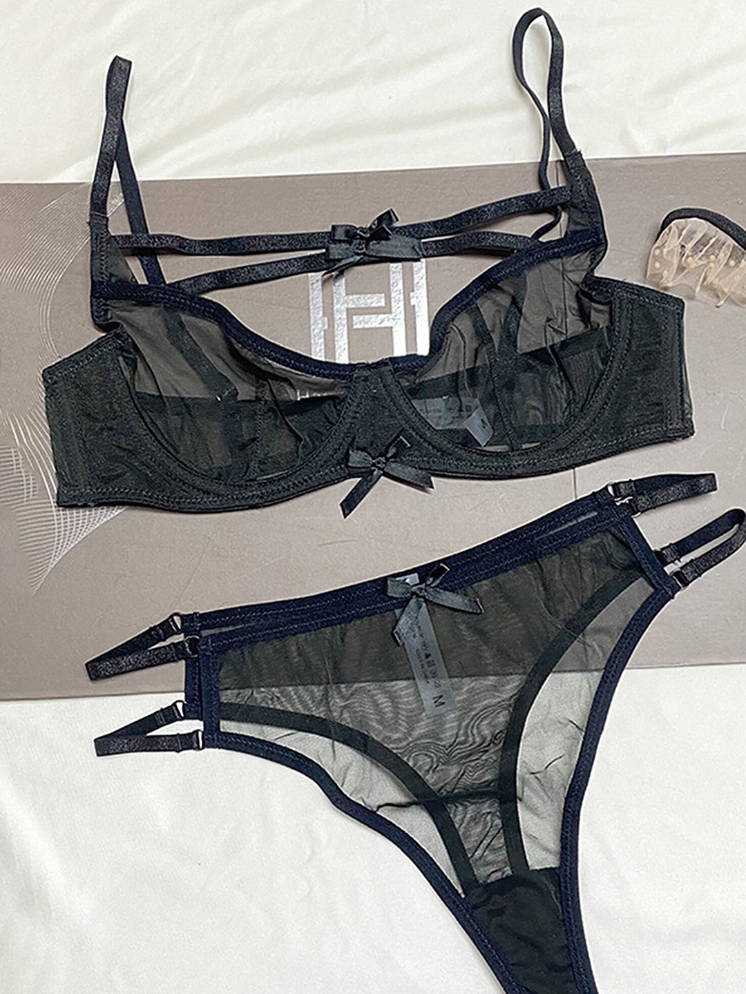 

LULU & SKY 2-Pcs Sheer Mesh Mid-Rise Lingerie Set 9826-BLACK-BLACK