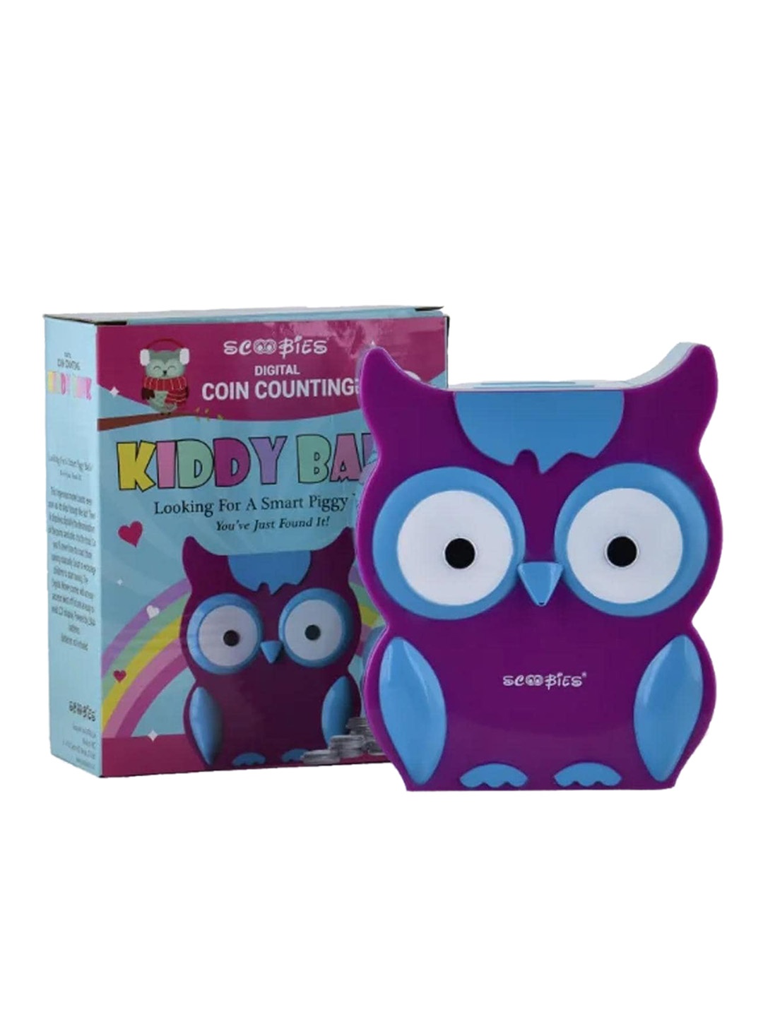 

SCOOBIES Kids Digital Coin Counting Owl Kiddy Bank, Purple