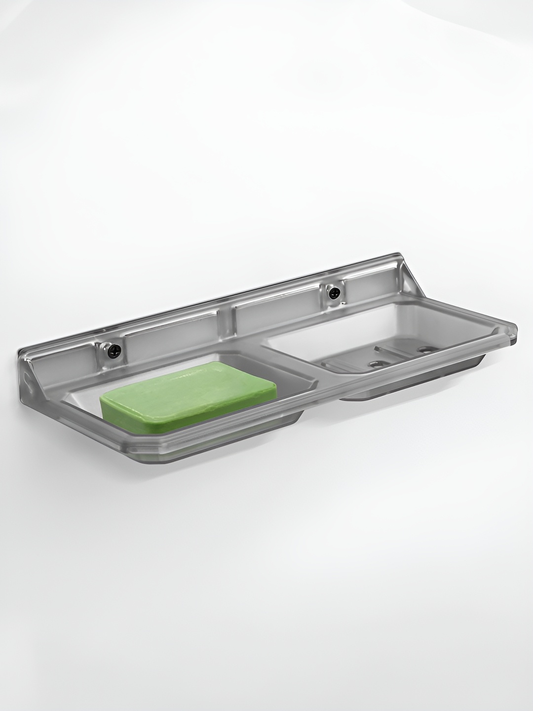 

Plantex Transparent Unbreakable Matte Finished Double Soap Dish