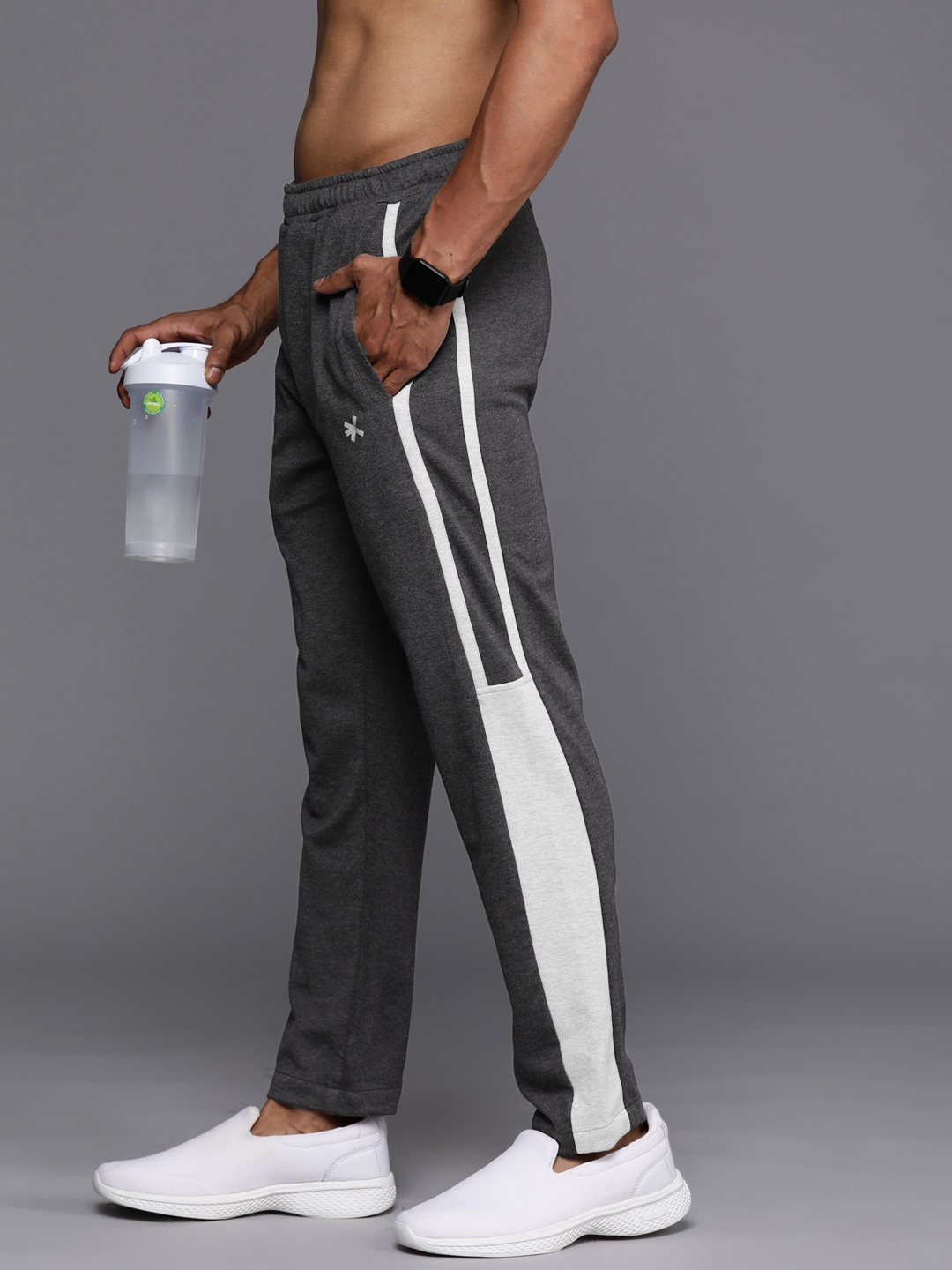 

HRX by Hrithik Roshan Men Striped Running Track Pants, Charcoal