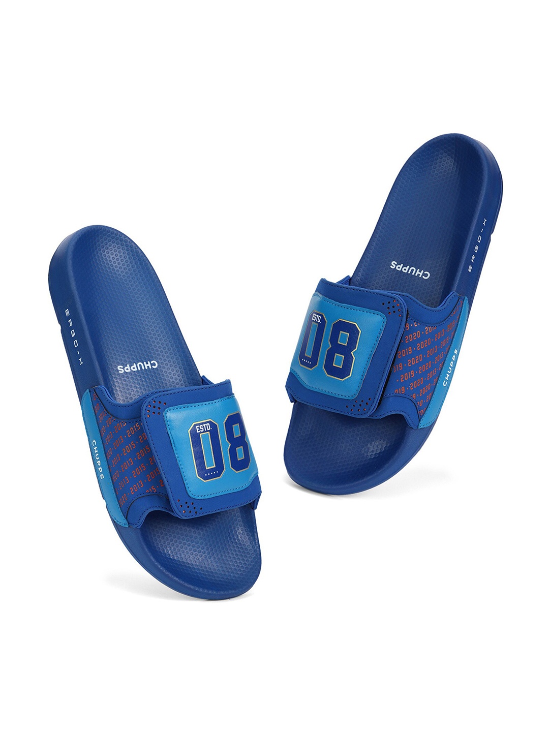 

CHUPPS Men Official Mumbai Indians Velcro MI Sliders, Blue