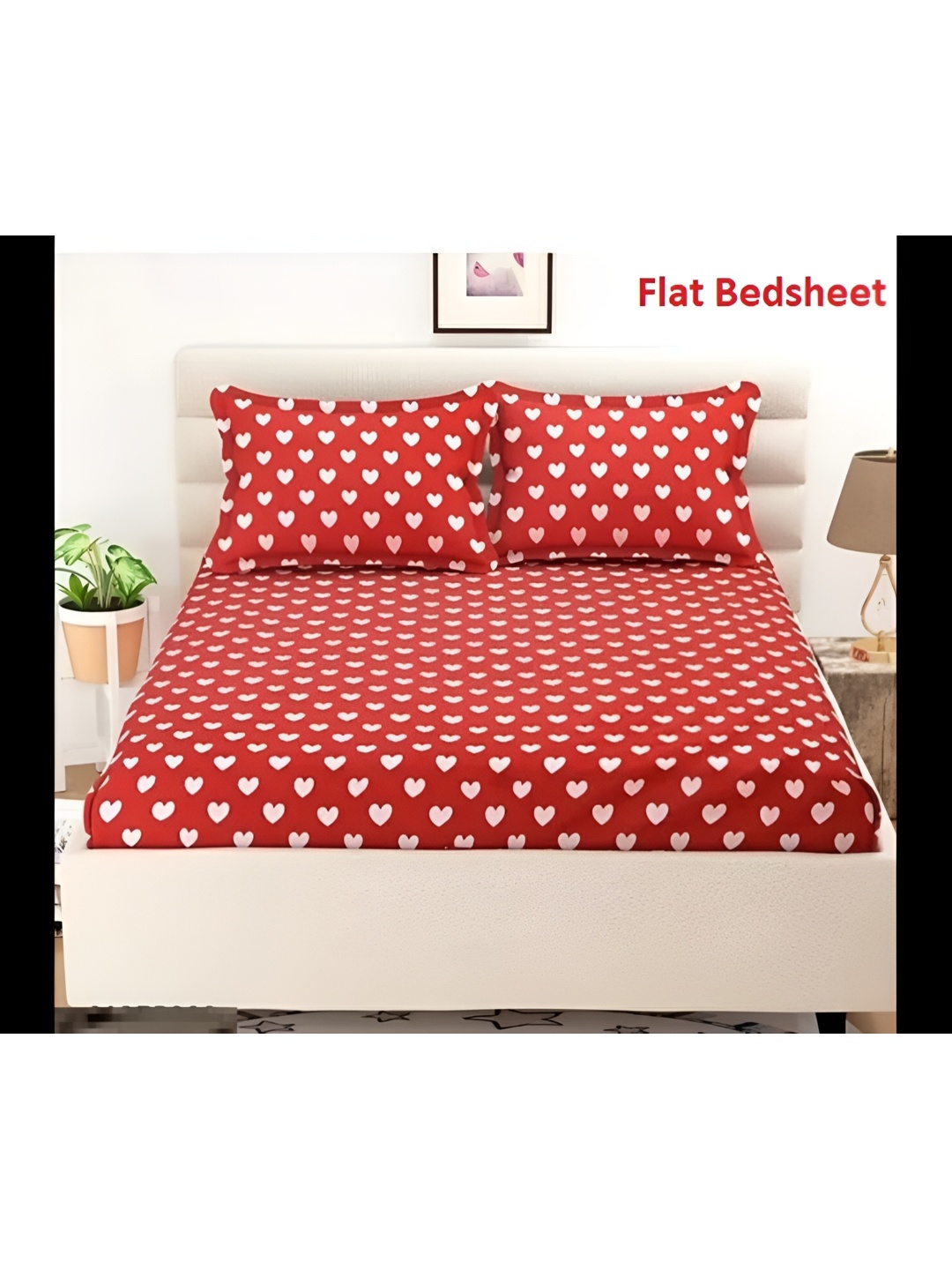 

Supreme Home Collective Red 144 TC Queen Bedsheet with 2 Pillow Covers