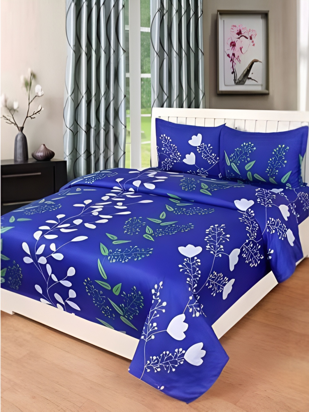 

Supreme Home Collective Blue 144 TC Queen Bedsheet with 2 Pillow Covers