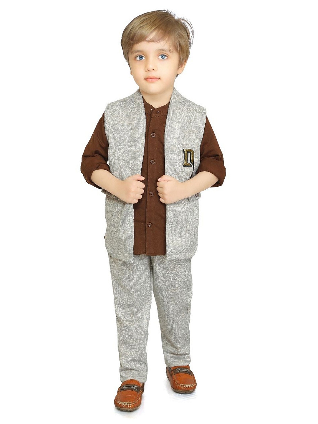 

BAESD Boys Shirt with Jacket & Trousers, Brown