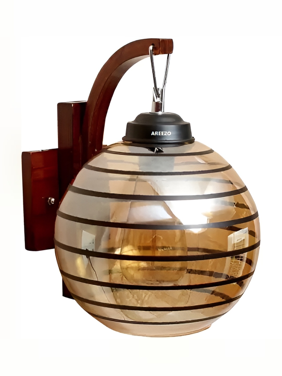 

Areezo Brown Wooden Printed Wall Lamp Without Bulb